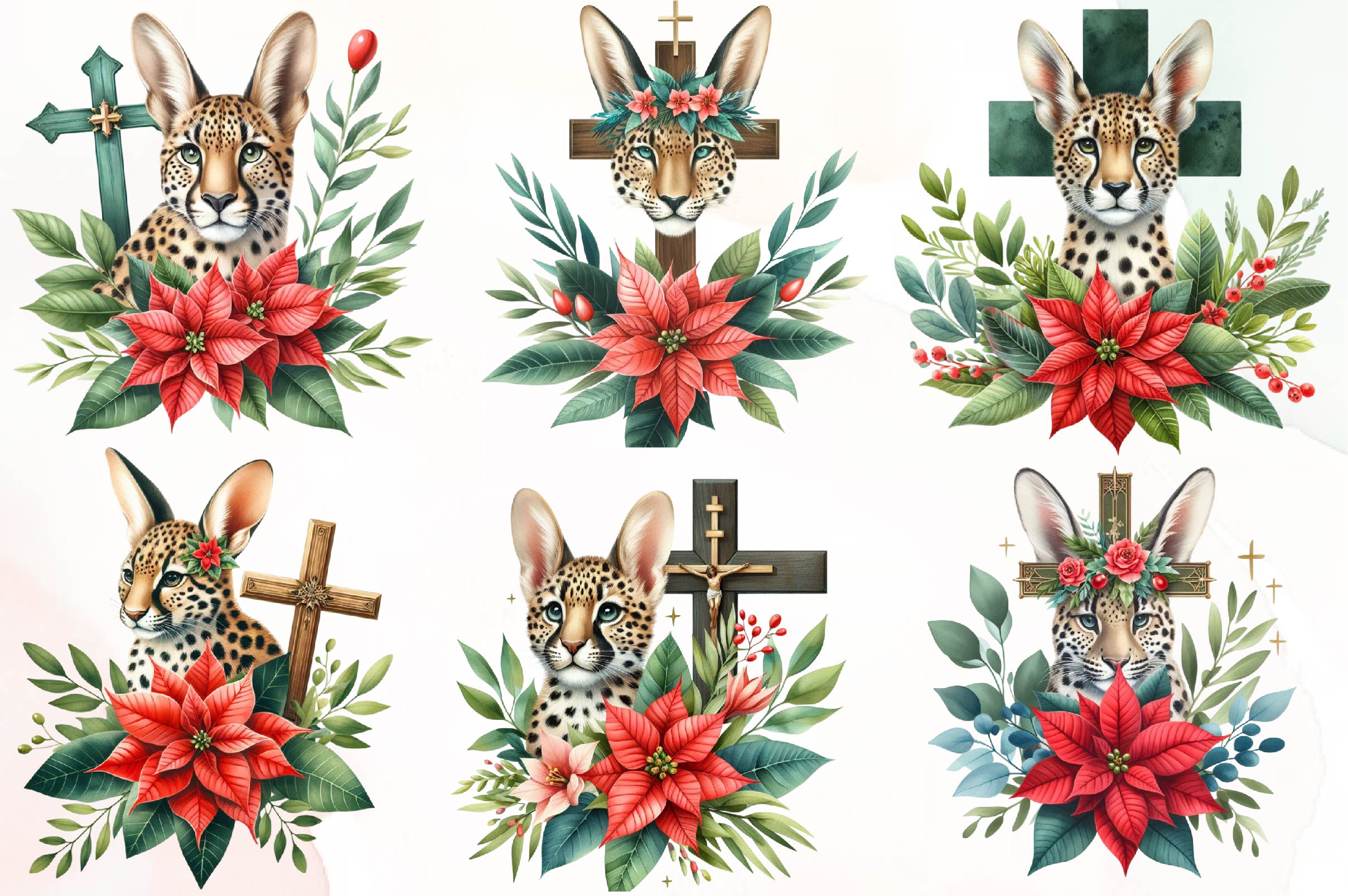 Leopard Cross Clipart Bundle