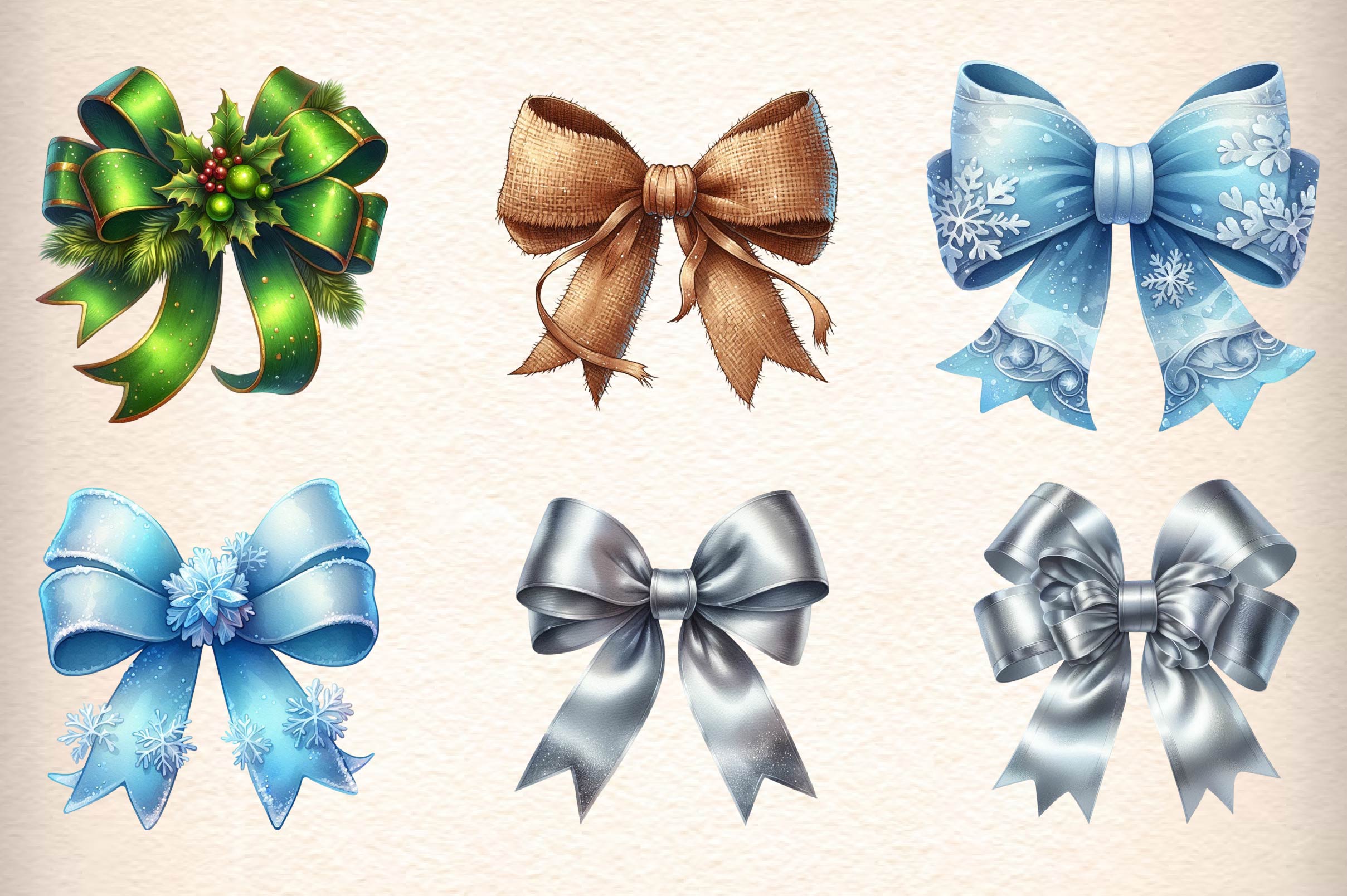 Christmas Bow Clipart Bundle 1