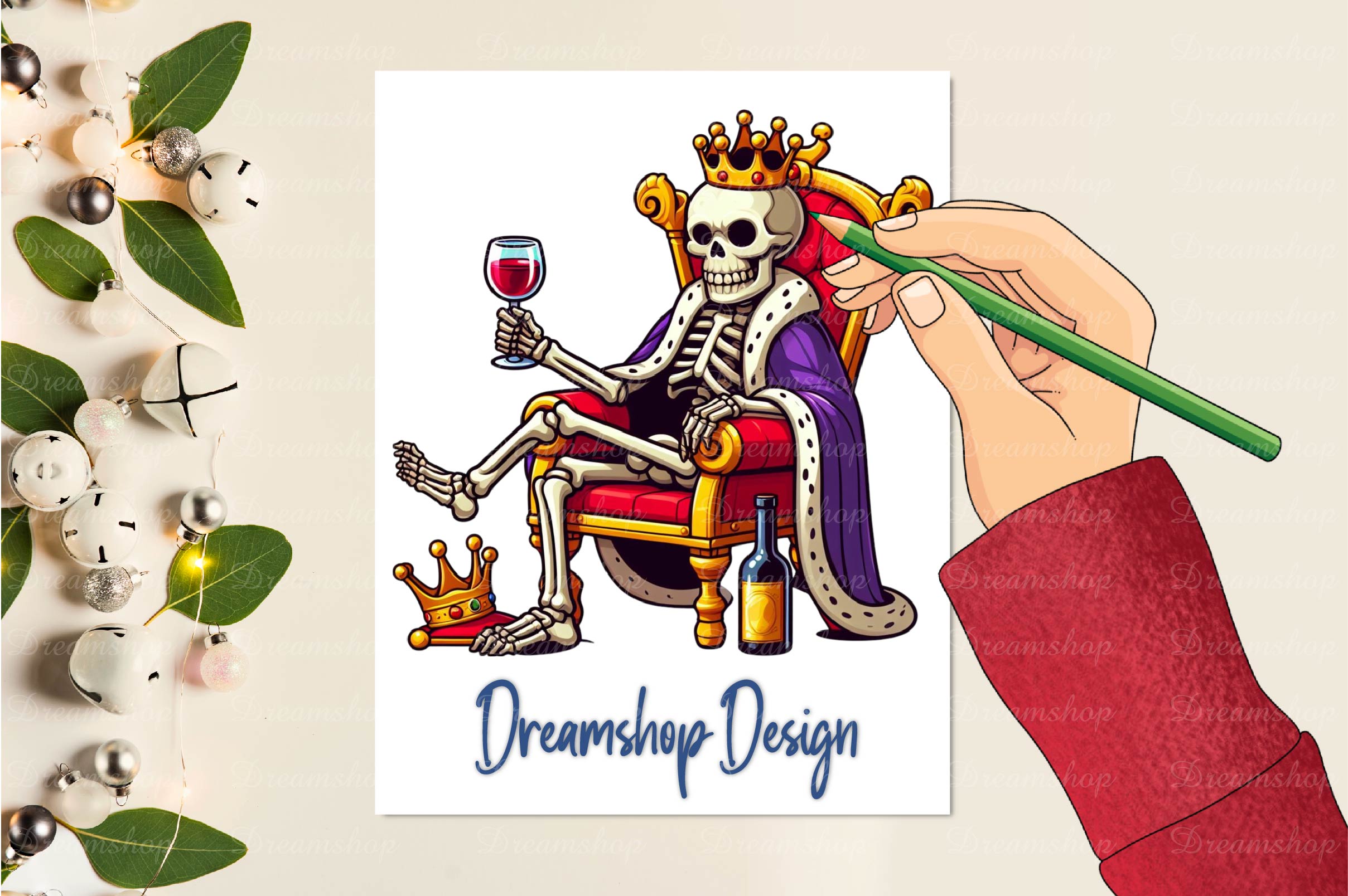 Halloween Skeleton Wine Clipart Bundle