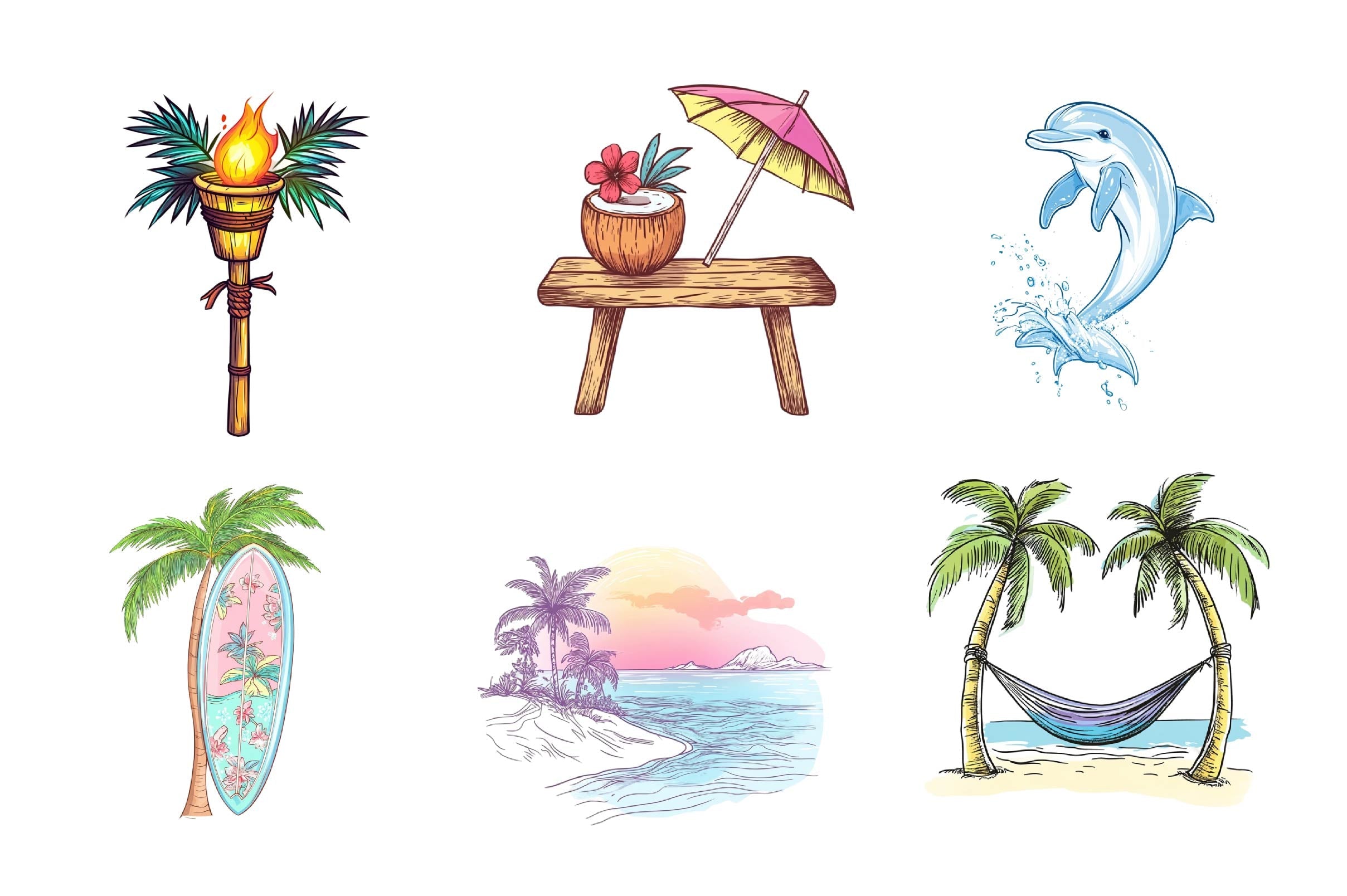 Summer Tropical Island Nature Clipart Bundle