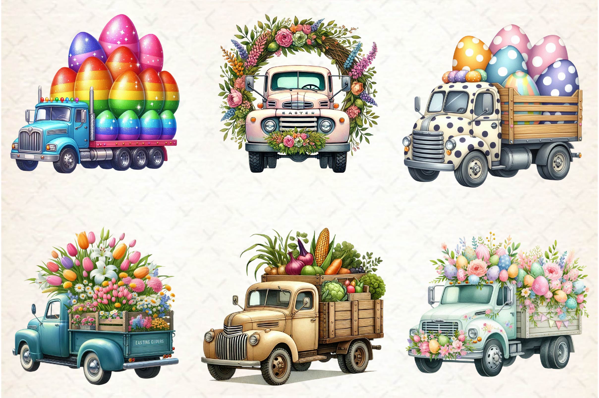 Easter Truck Clipart Bundle