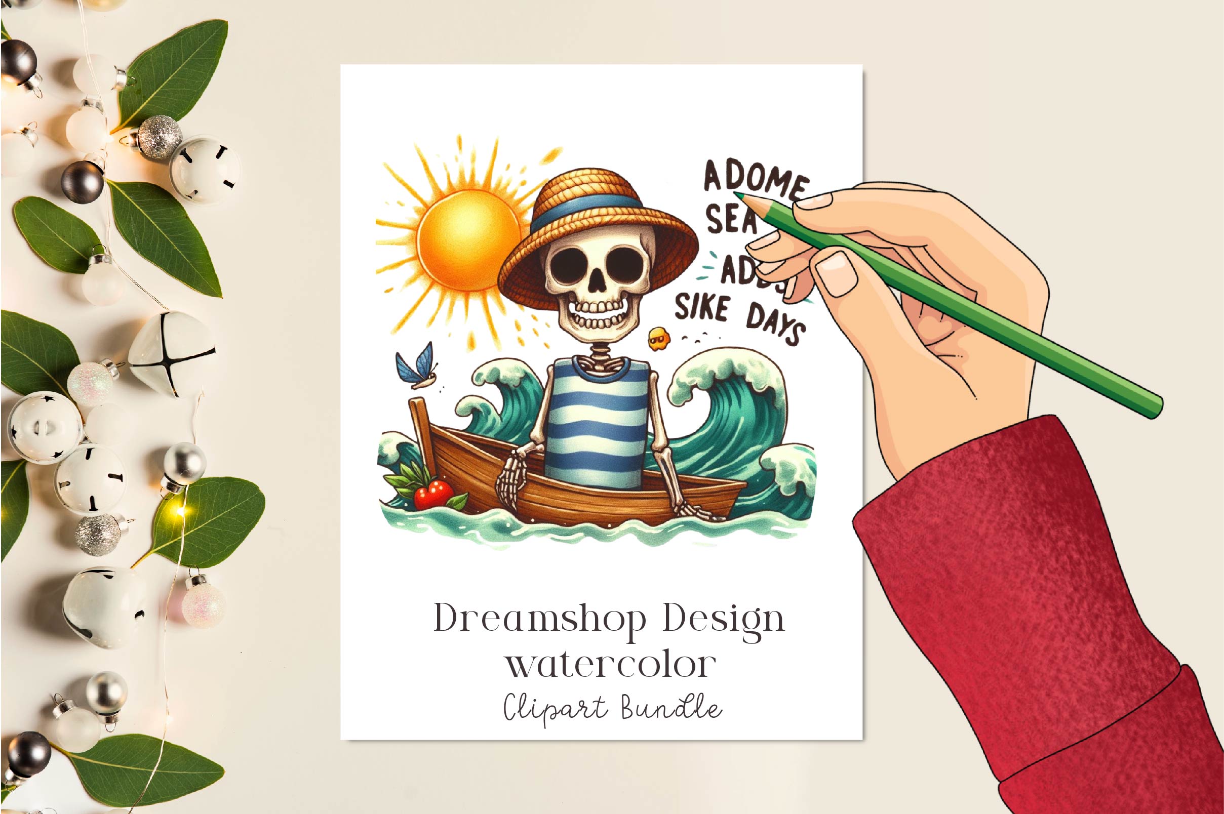 Funny Skeleton Sayings Summer Clipart Bundle