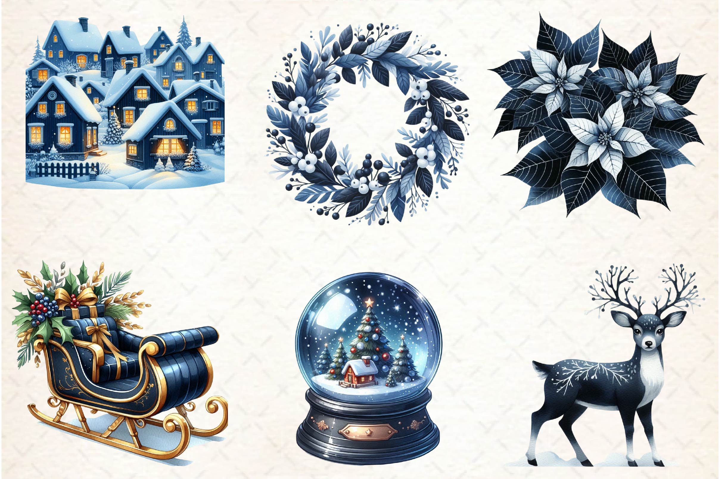 Navy Christmas Clipart Bundle