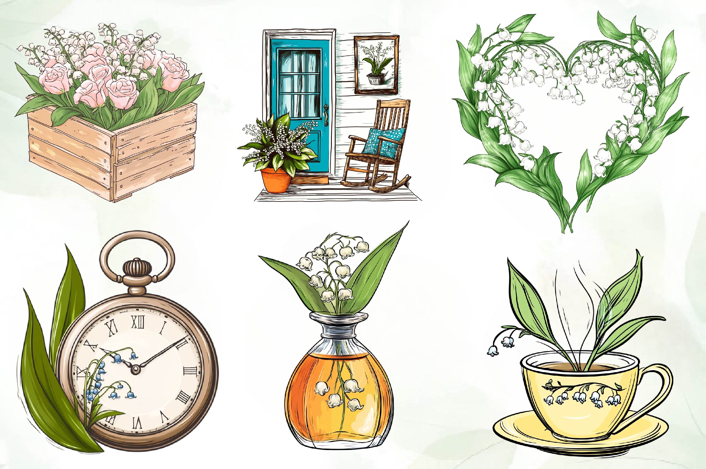 Lily Of The Valley Spring Clipart Bundle