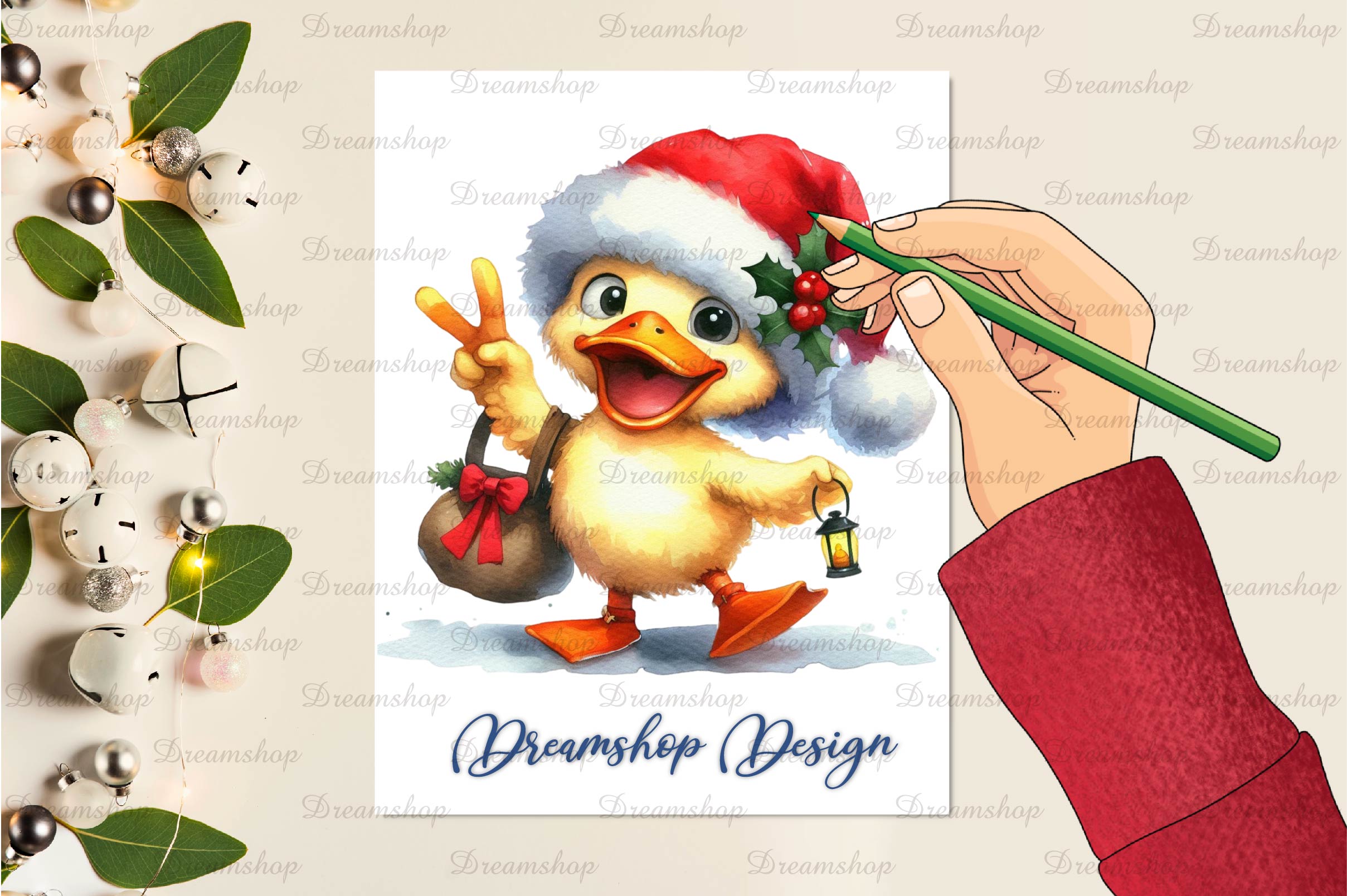 Funny Christmas Duck Clipart Bundle 1