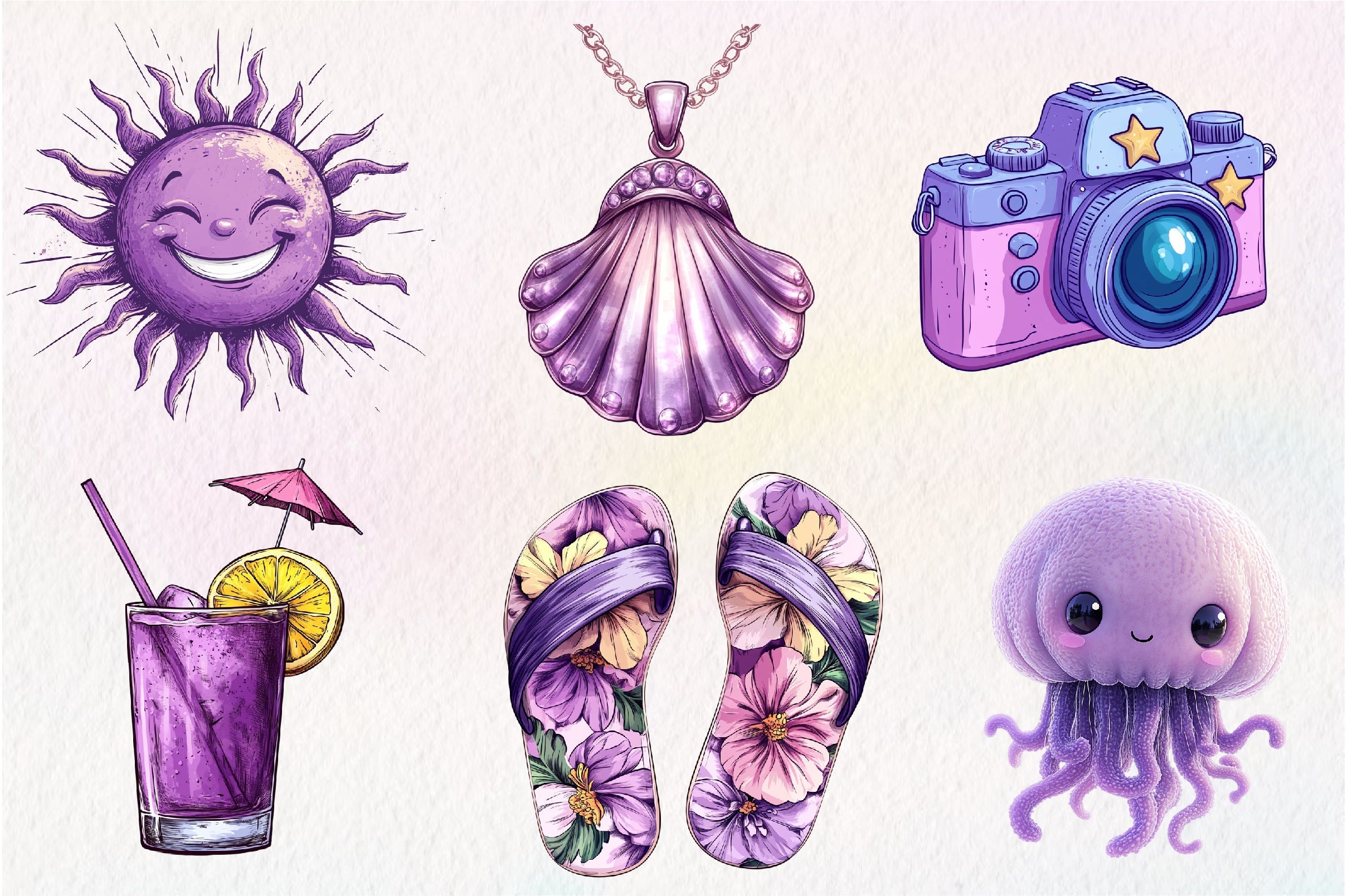Purple Summer Clipart Bundle