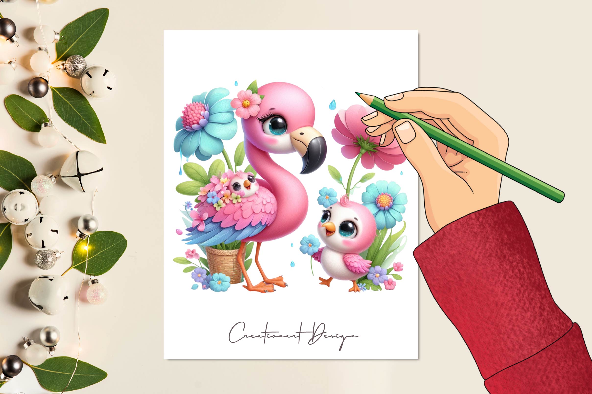 Little Princess Flamingo Clipart Bundle