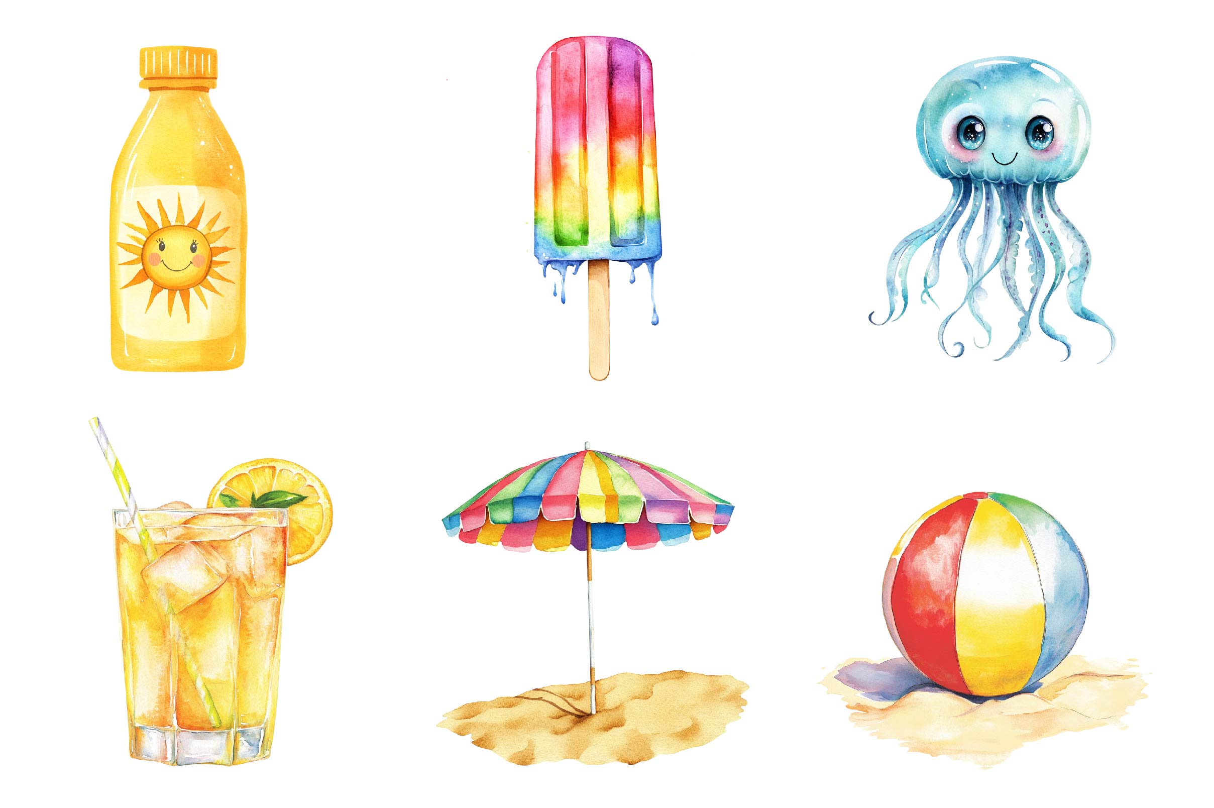 Happy Summer Element Clipart Bundle
