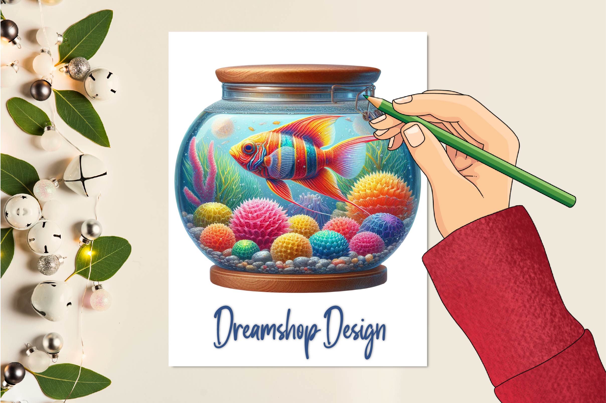 Sea Animals In Aquarium Clipart Bundle