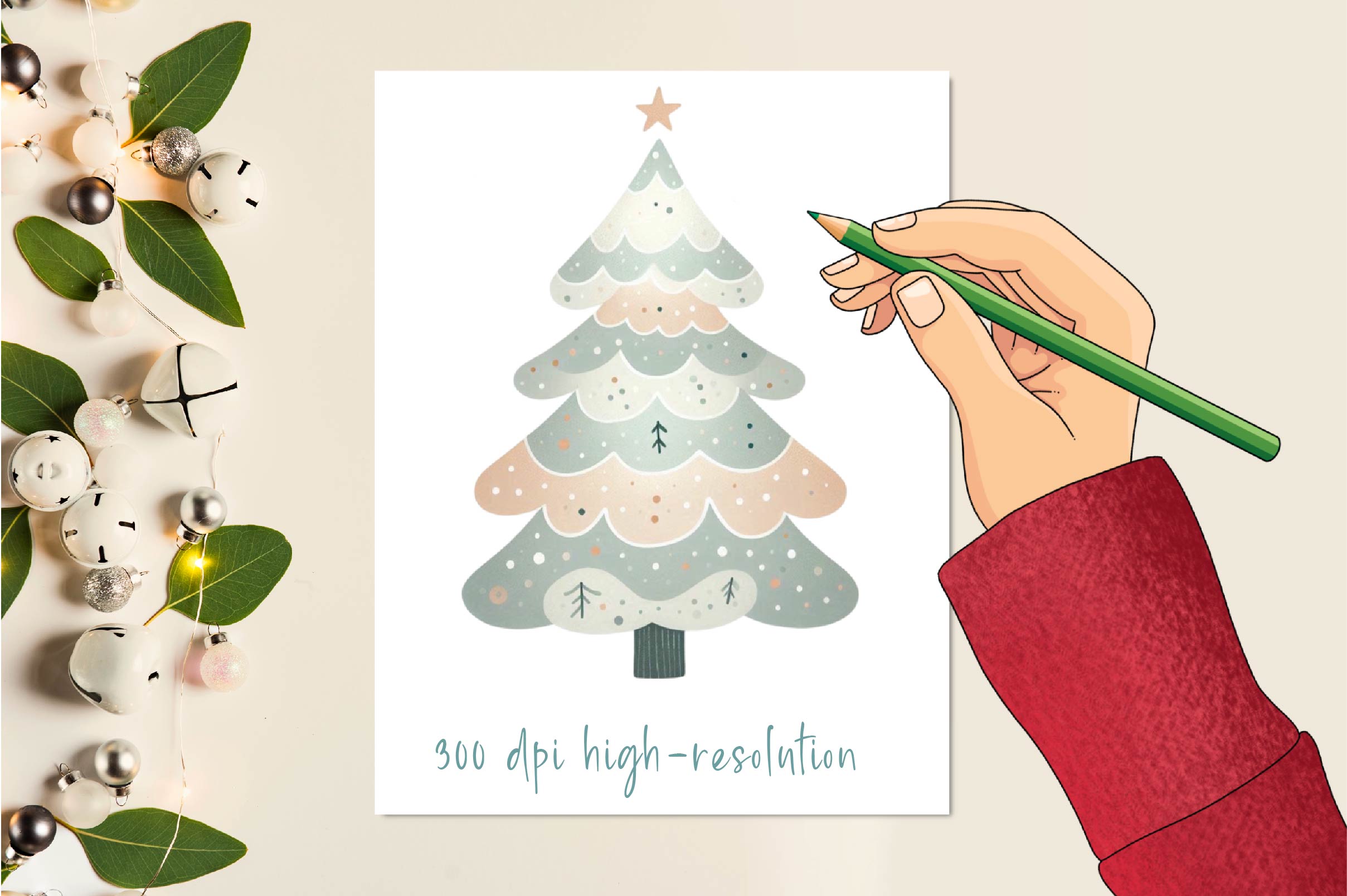 Nordic Christmas Tree Clipart Bundle