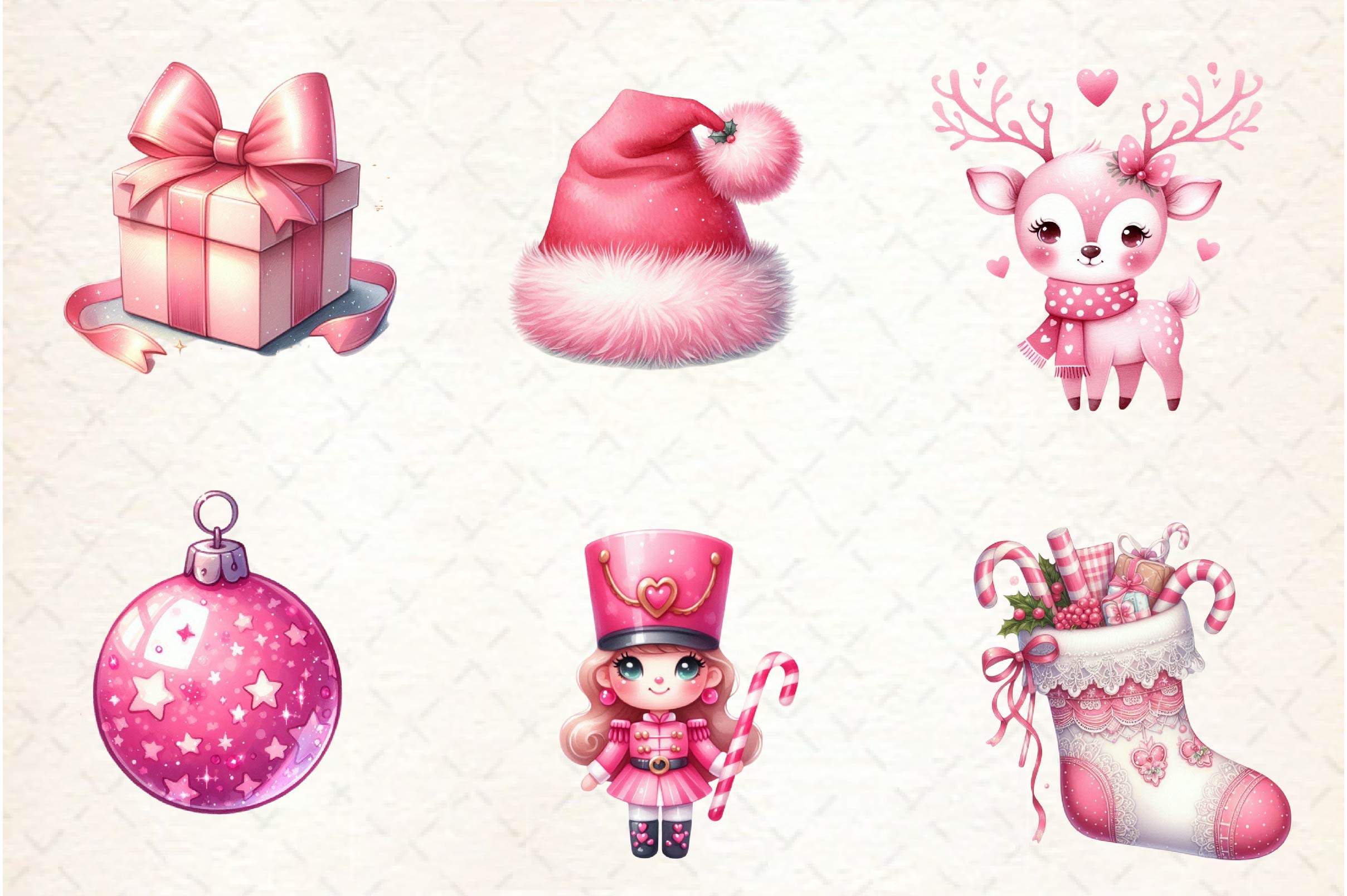 Cute Girly Christmas Clipart Bundle