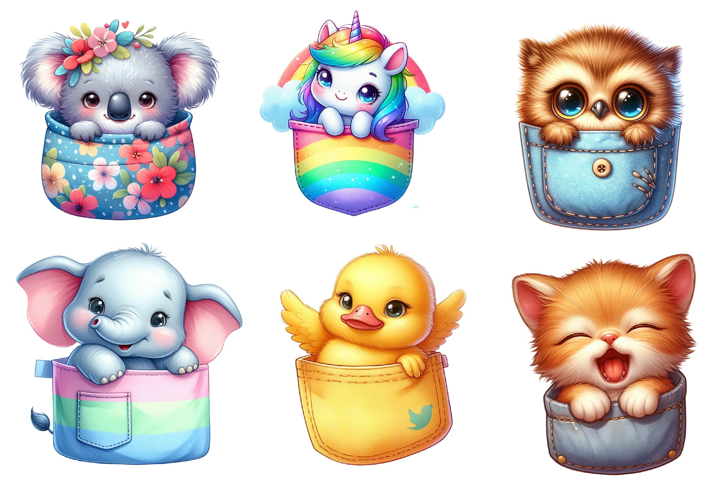 Peeking Cute Animals Pocket Clipart Bundle