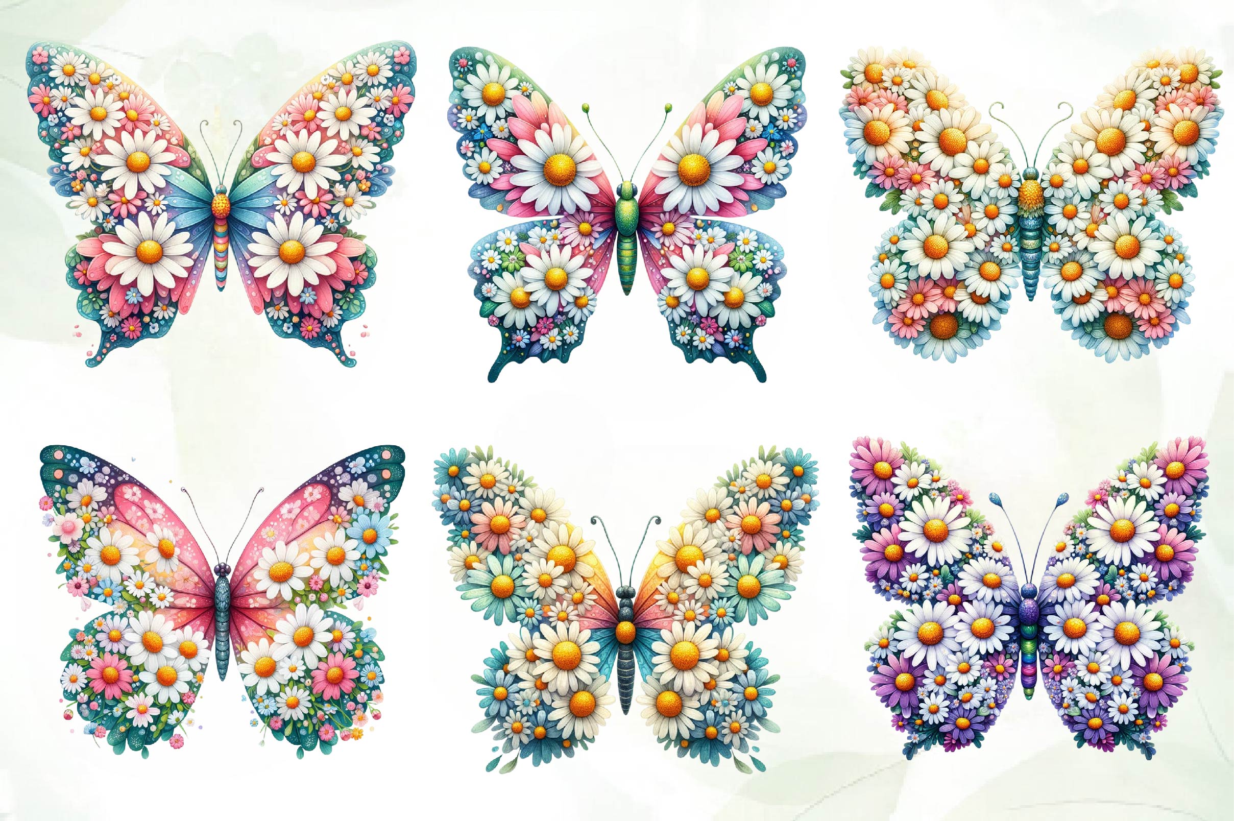 Daisy Butterfly Clip Art Clipart Bundle