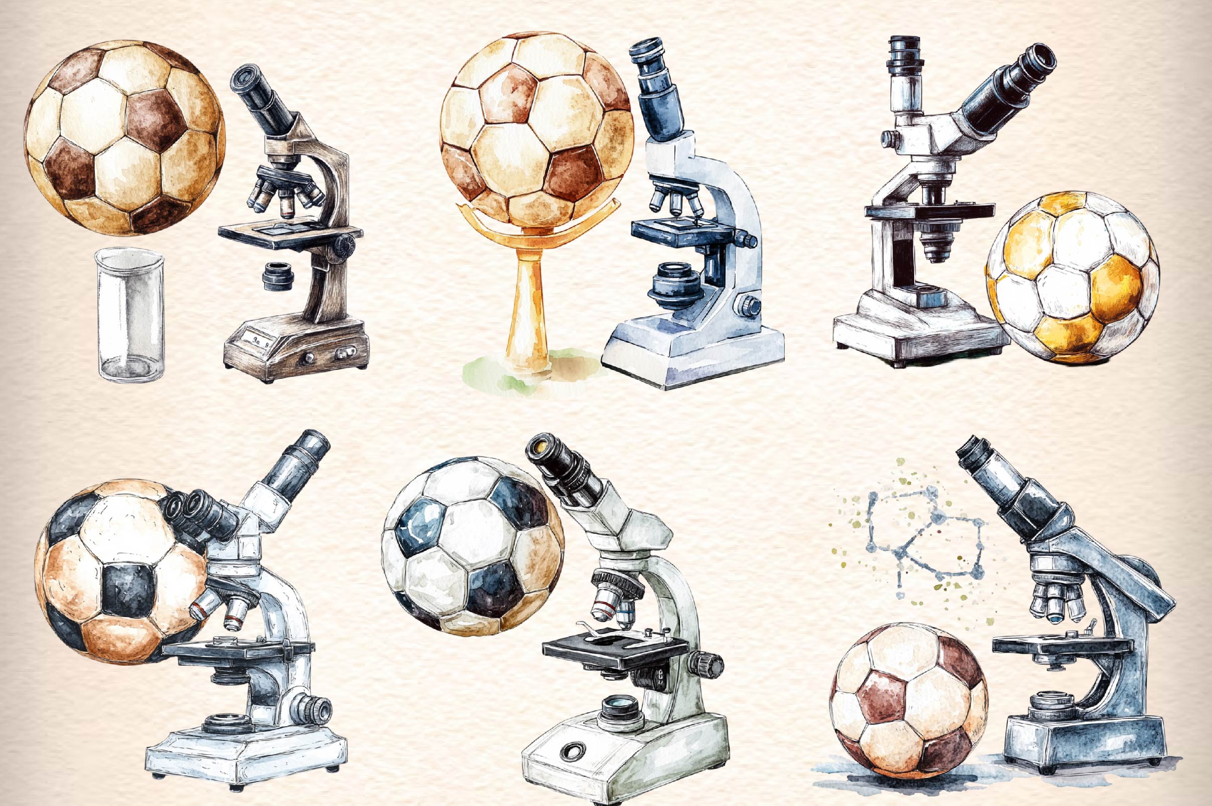 Microscope Ball Clipart Bundle