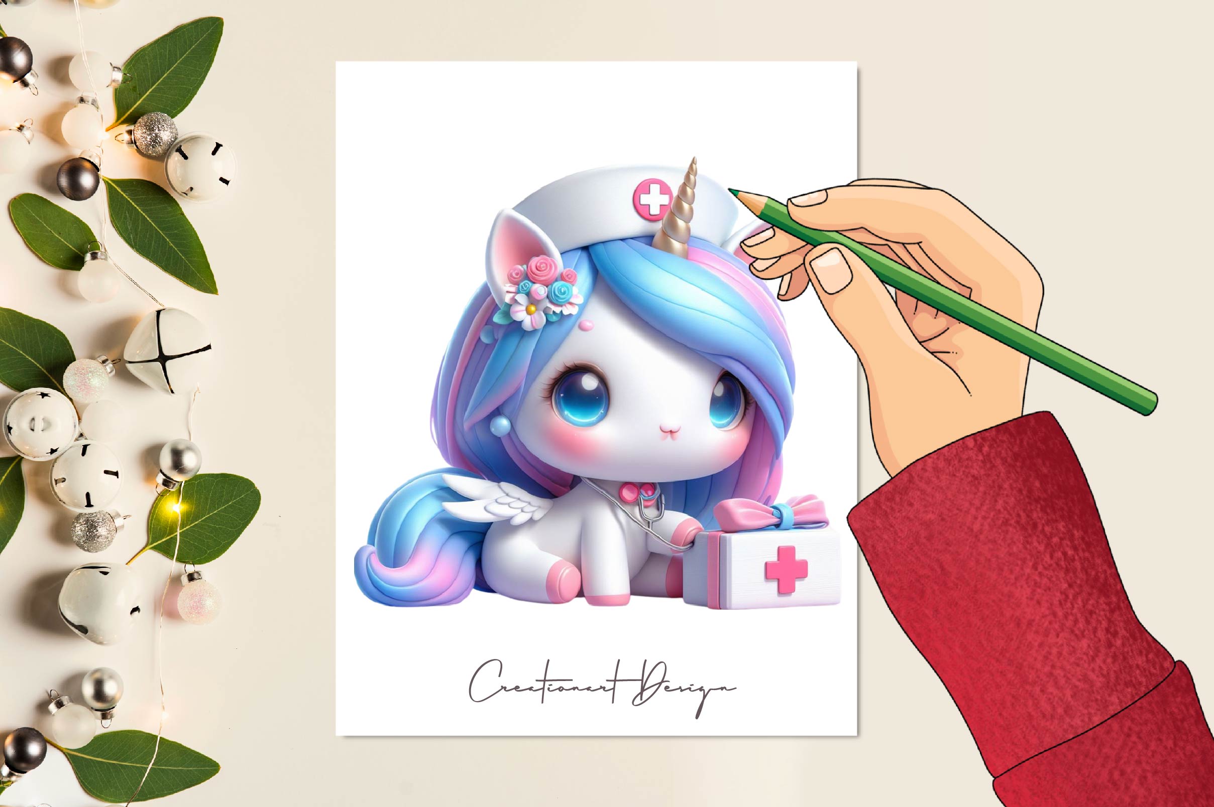 Unicorn Nurse Clipart Bundle