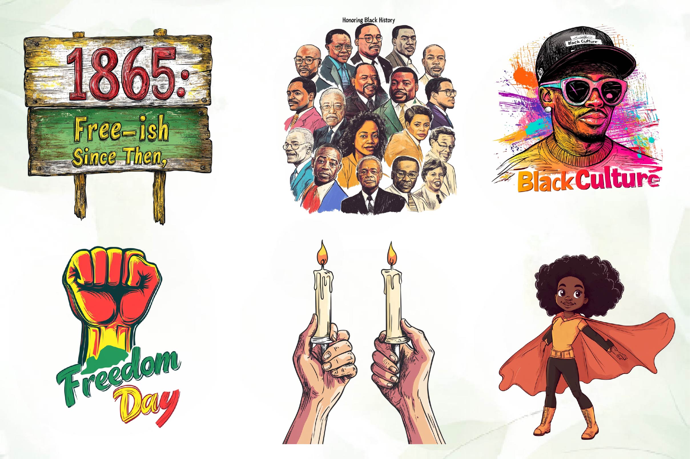 Juneteenth 1865 Black History Month Clipart Bundle