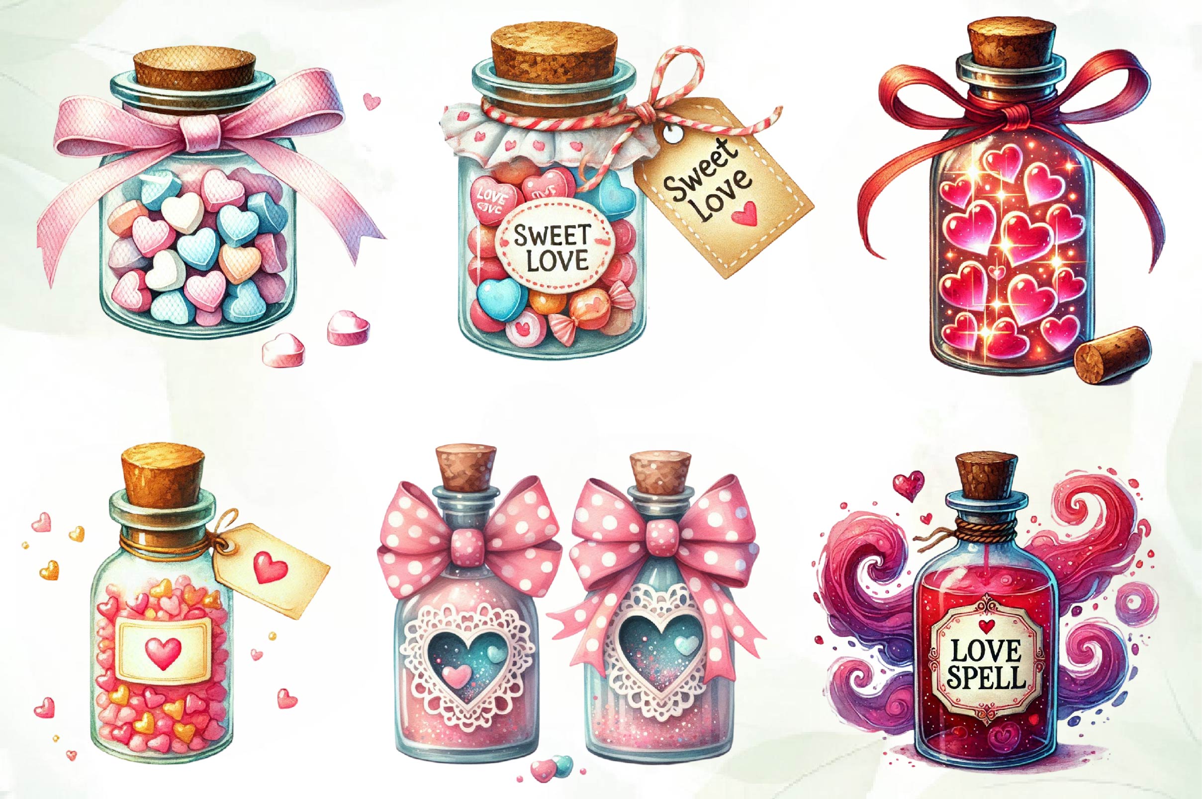 Love Bottle Valentines Day Clipart Bundle