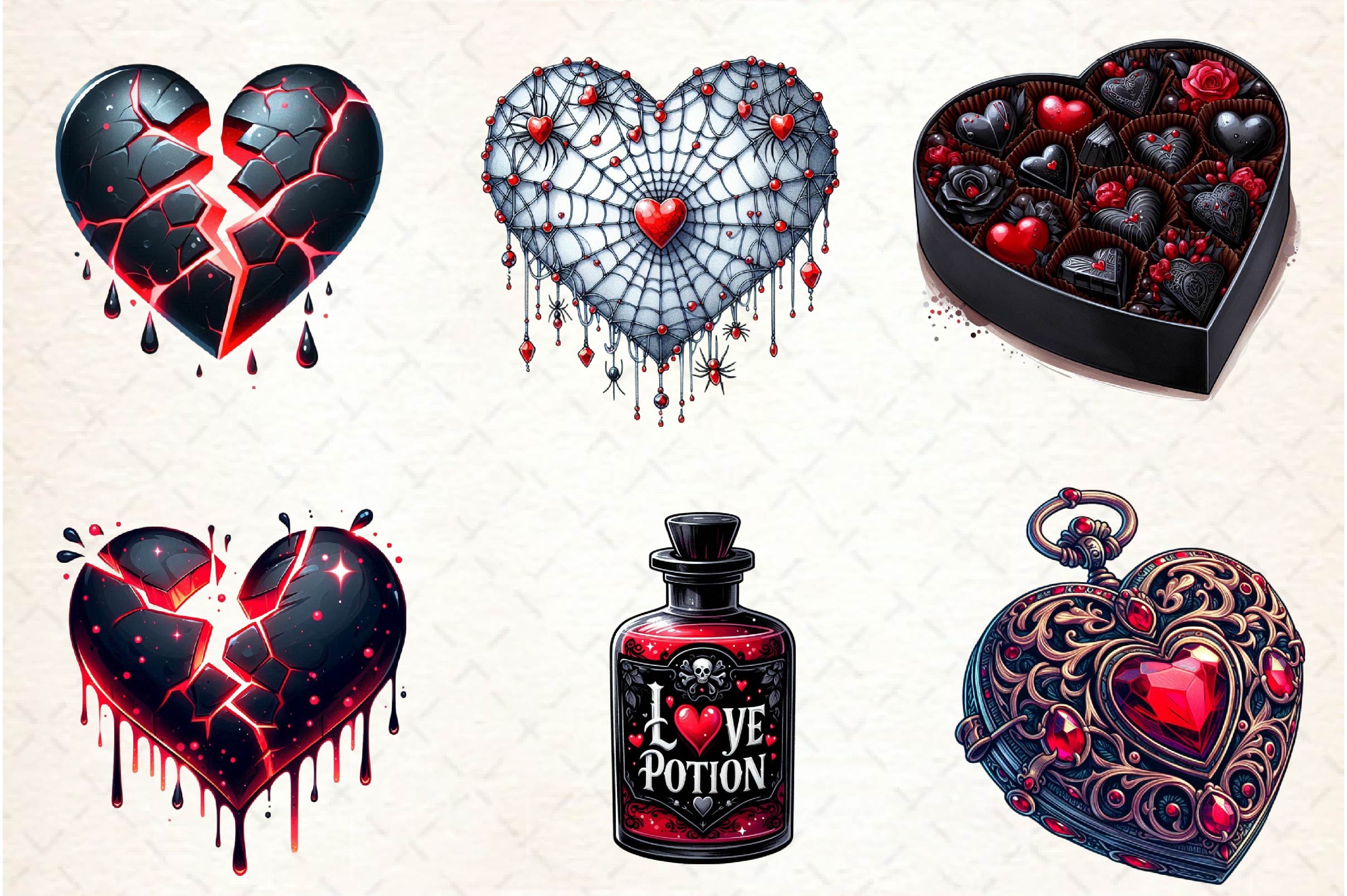Gothic Valentines Day Clipart Bundle