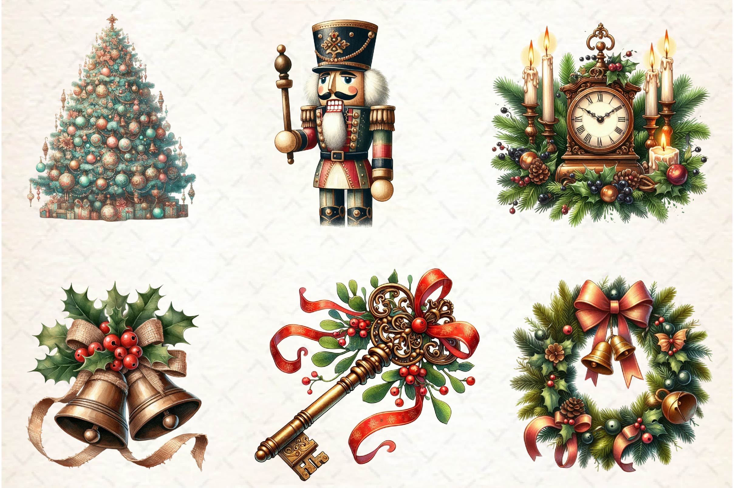 Christmas Antique Clipart Bundle
