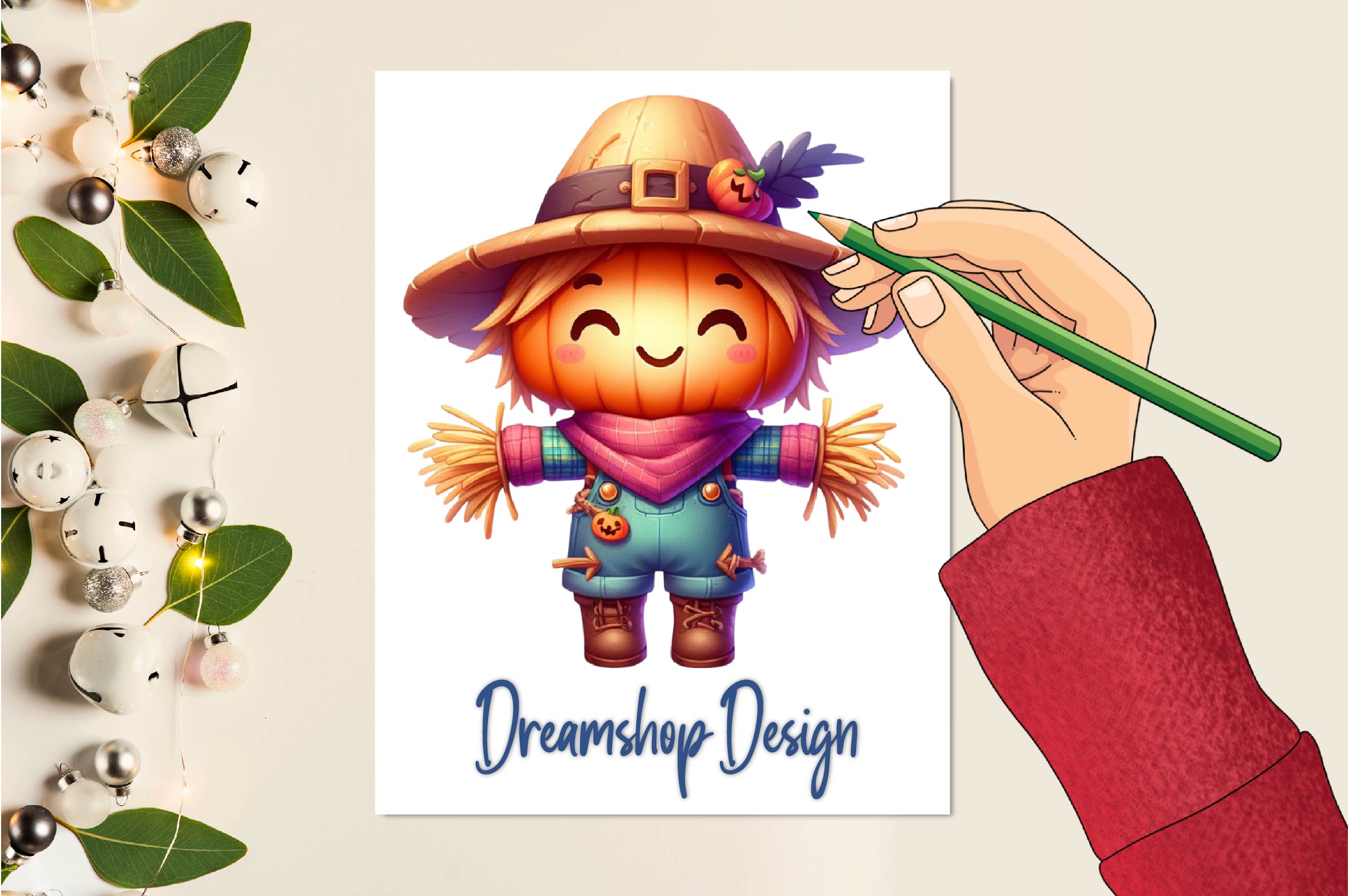 Cute Farm Scarecrow Clipart Bundle