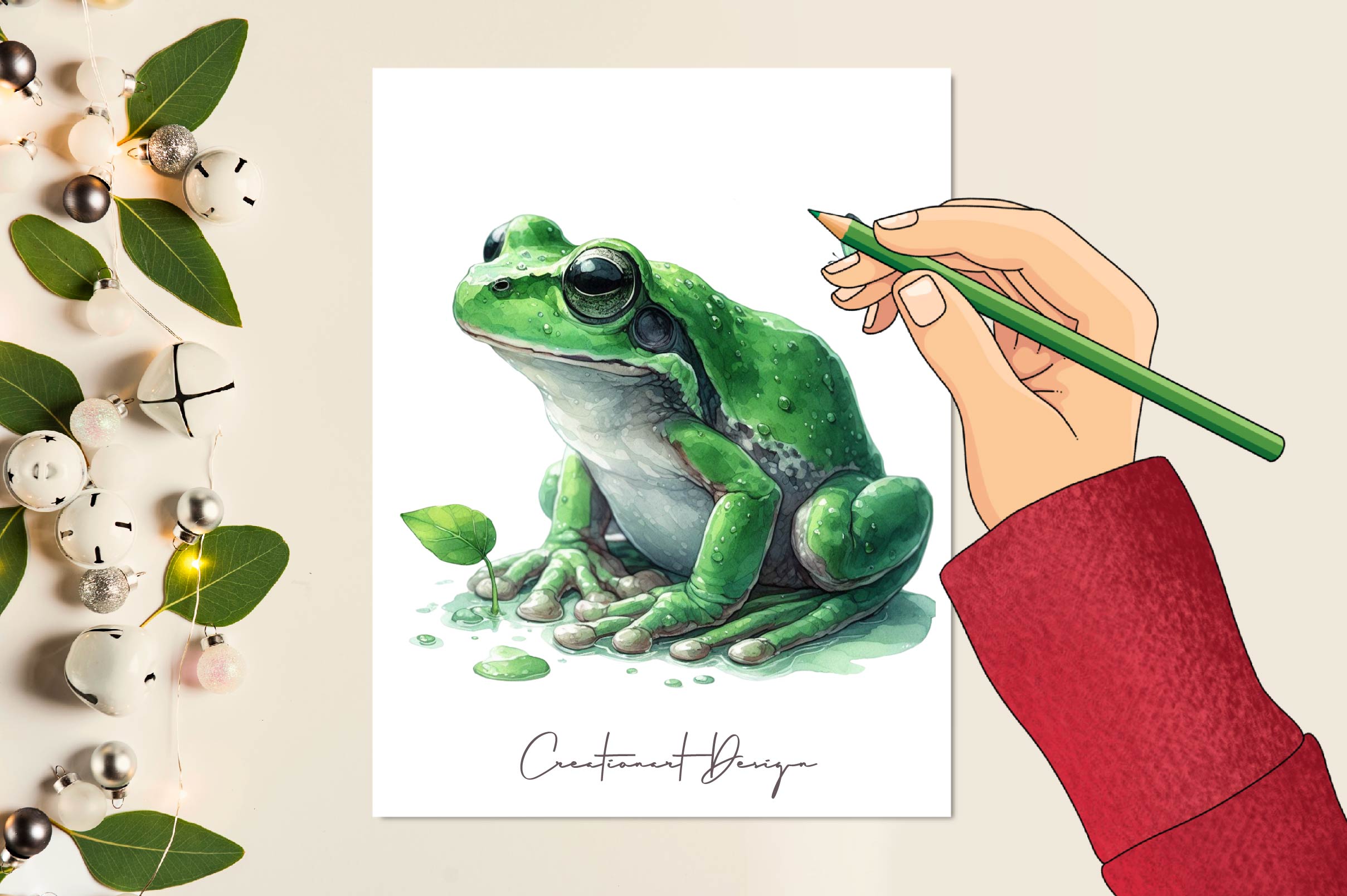 Green Frogs Clipart Bundle