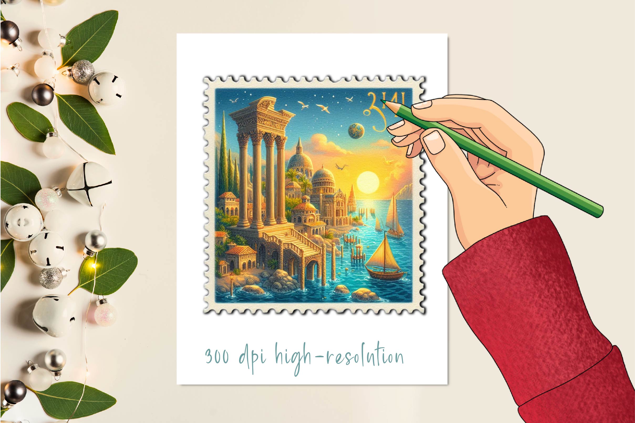 Travel Postage Stamp Clipart Bundle
