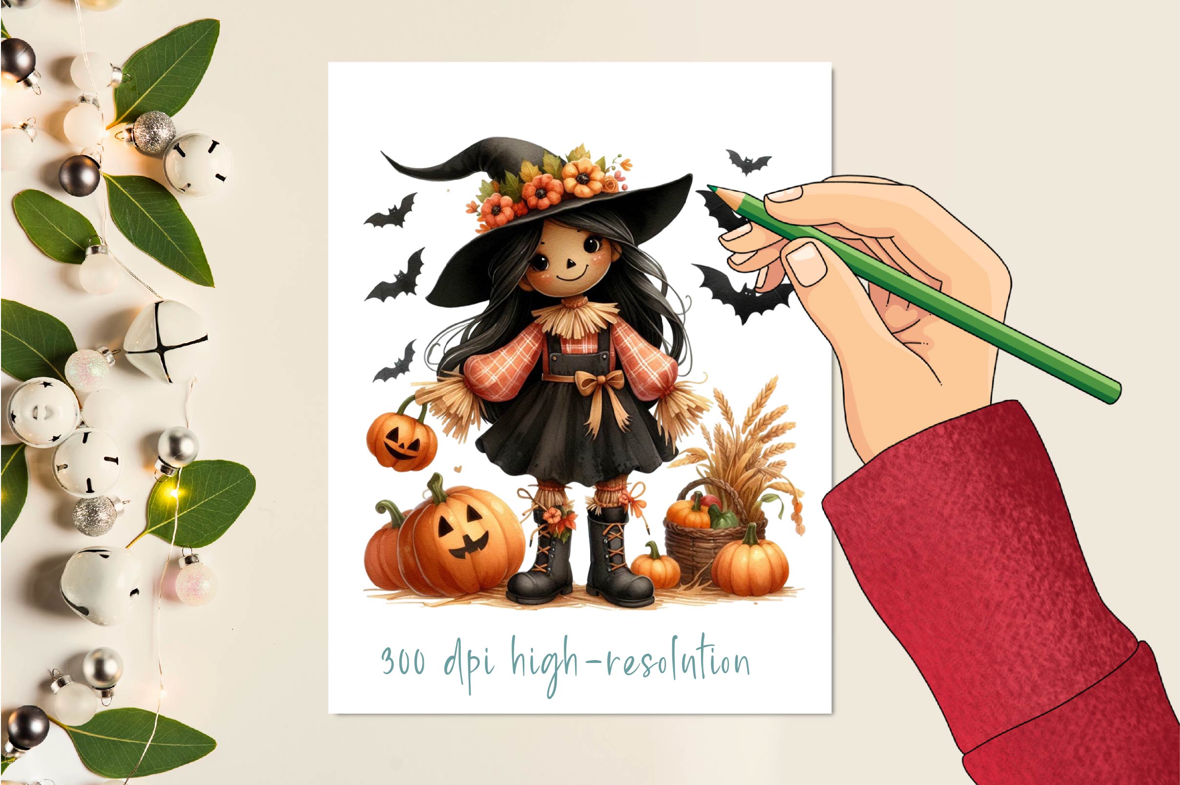 Halloween Scarecrow Girl Clipart Bundle