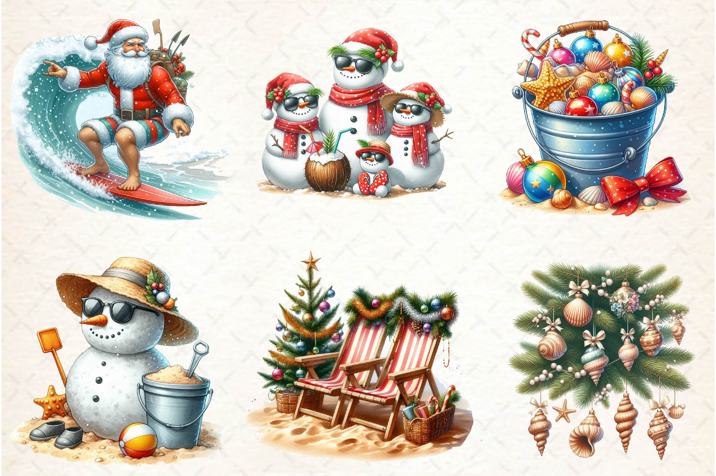 Beach & Christmas Clipart Bundle