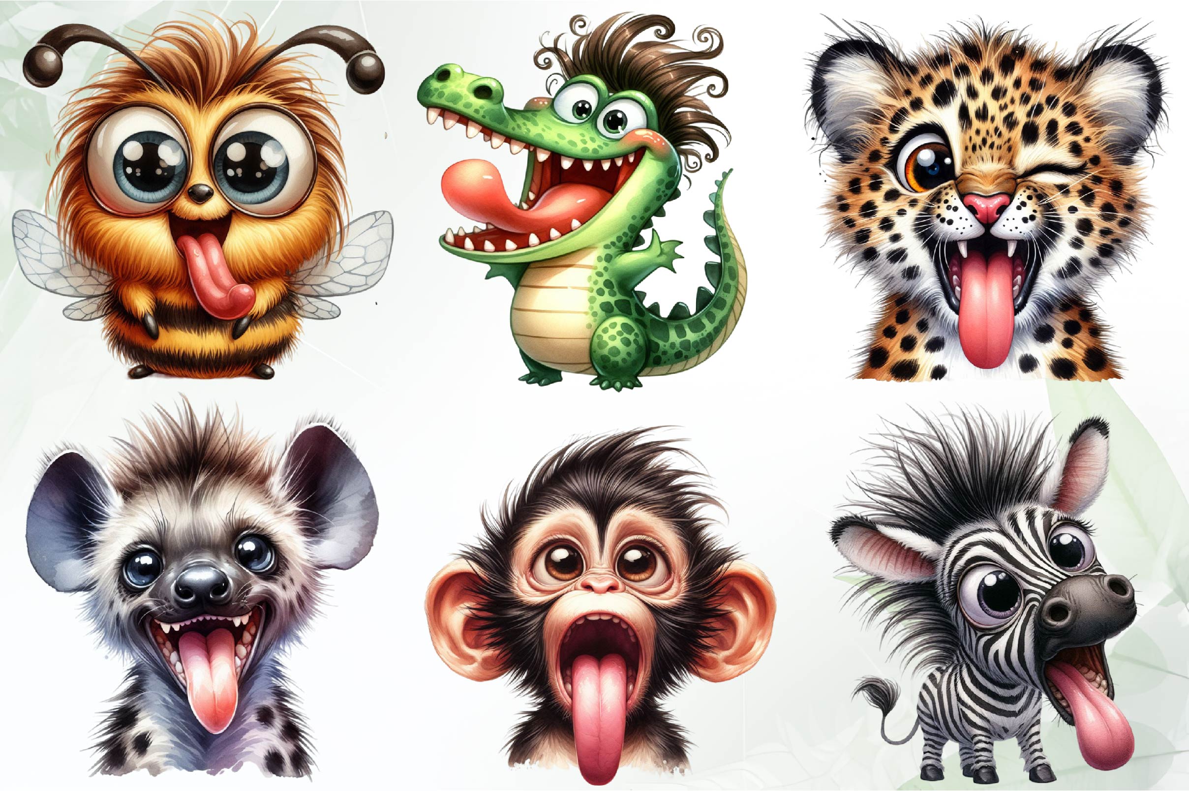 Crazy Funny Animals Clipart Bundle