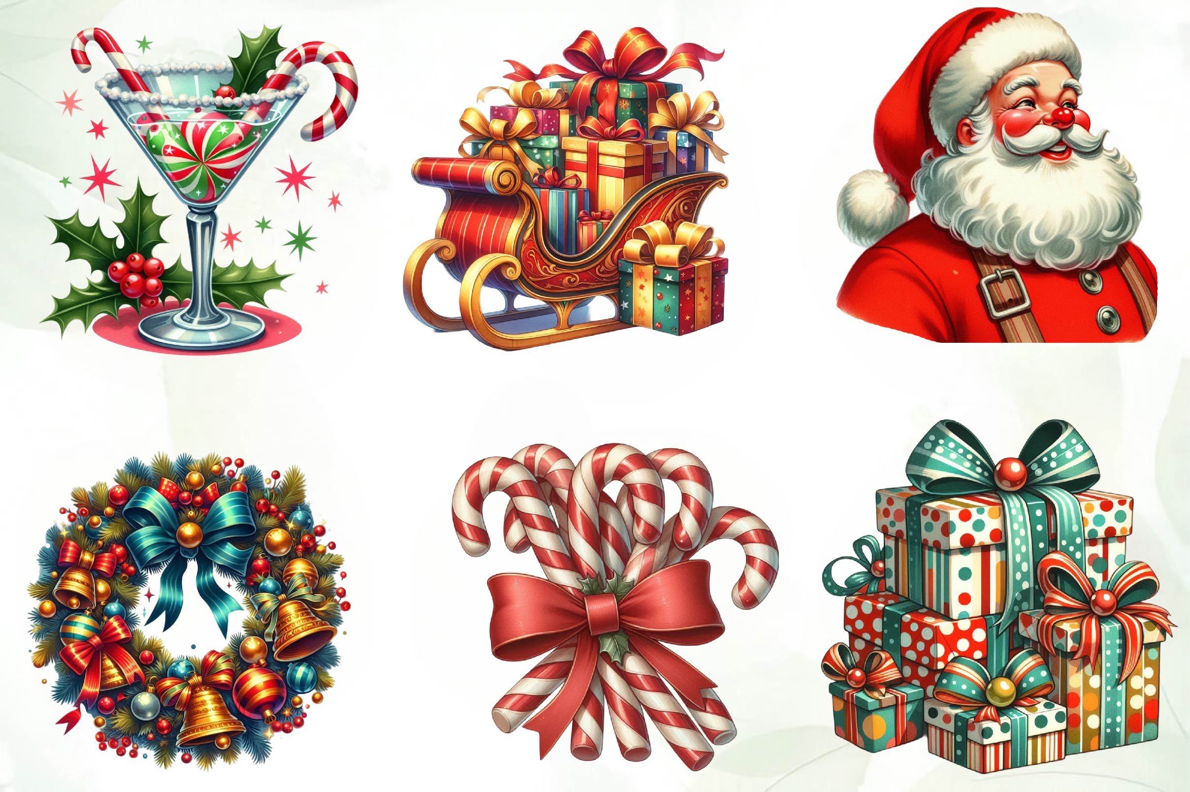 Retro Christmas Clipart Bundle