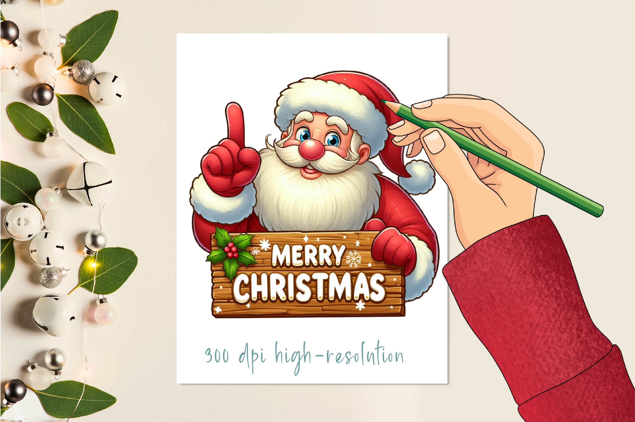Cute Christmas Santa Clipart Bundle