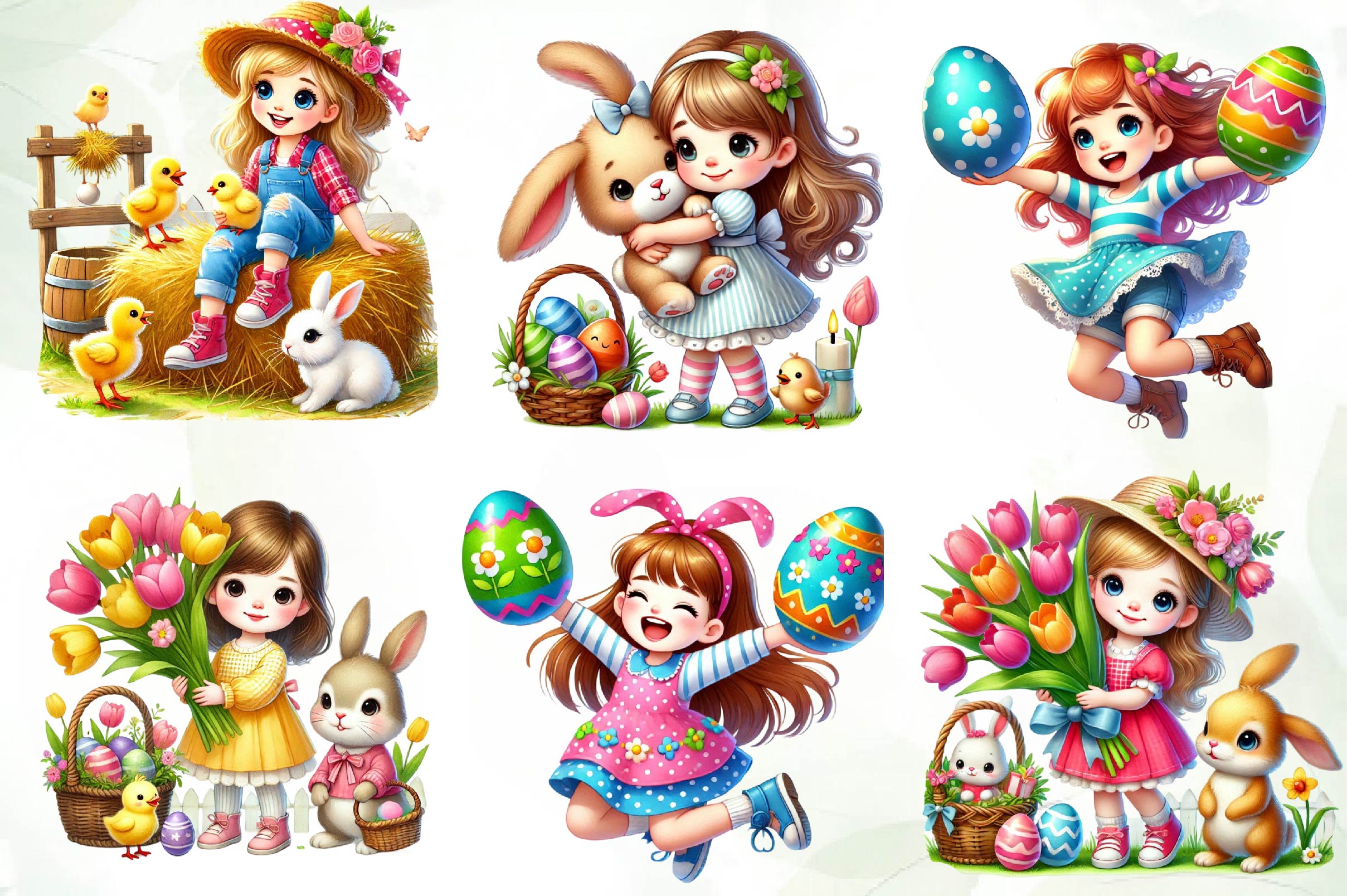Easter Girls Clipart Bundle
