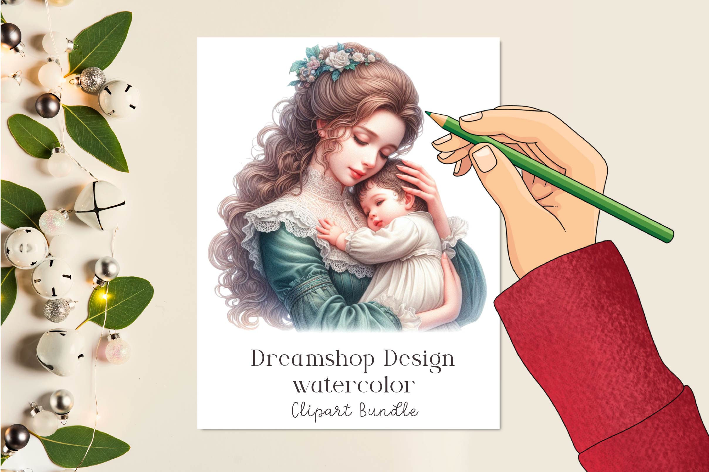 Retro Mom And Baby Clipart Bundle