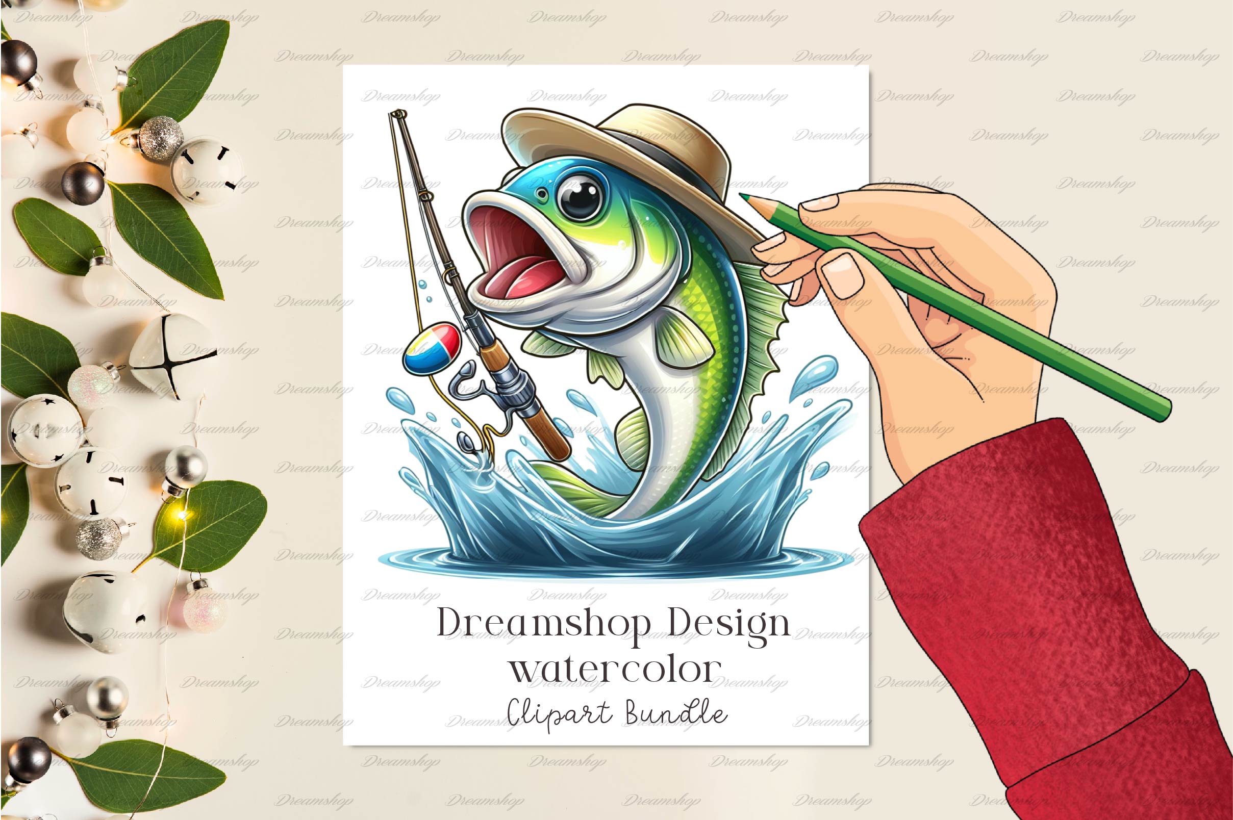 Bass Funny Fishing Clipart Bundle