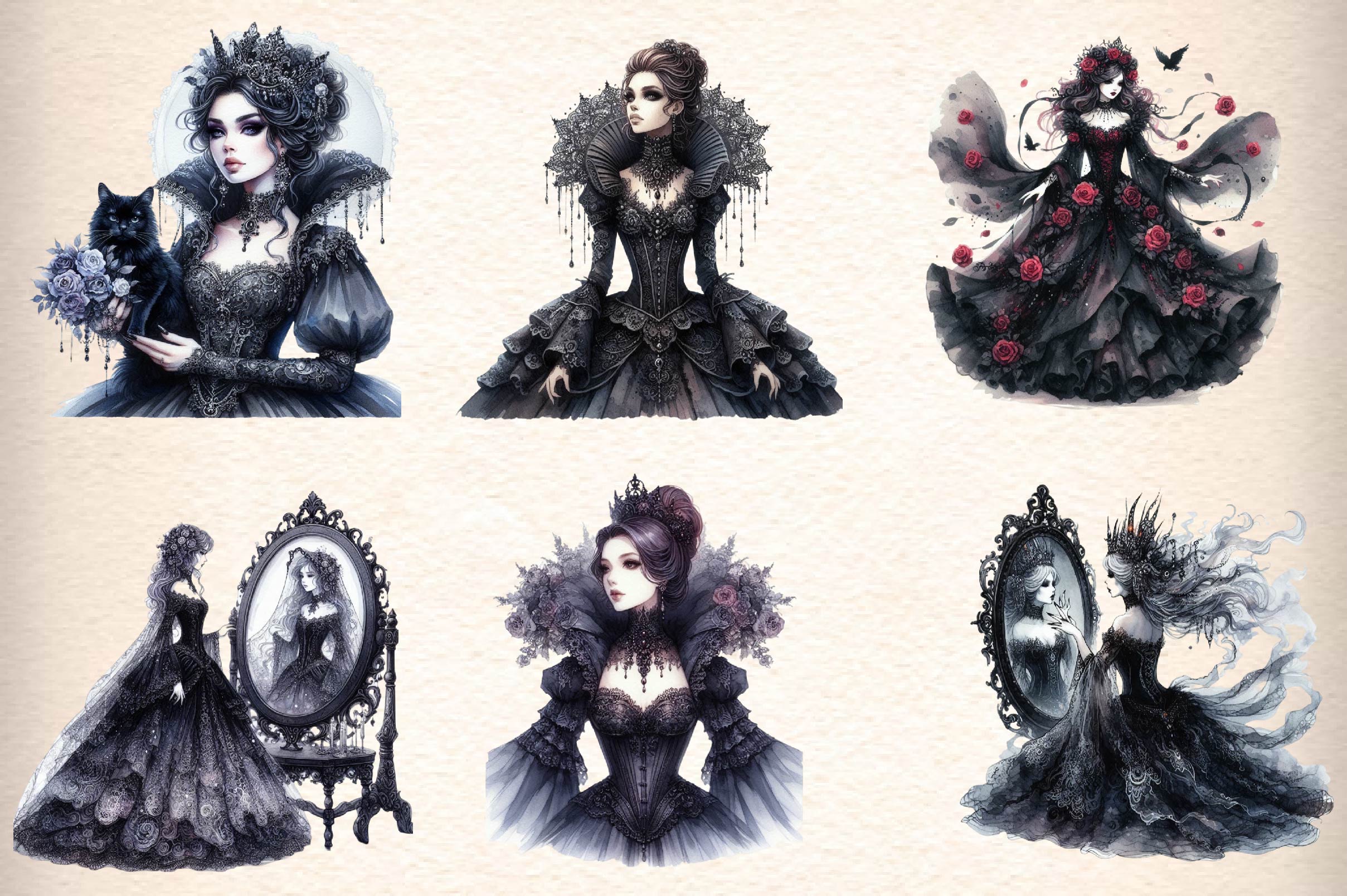 Gothic Princess Clipart Bundle