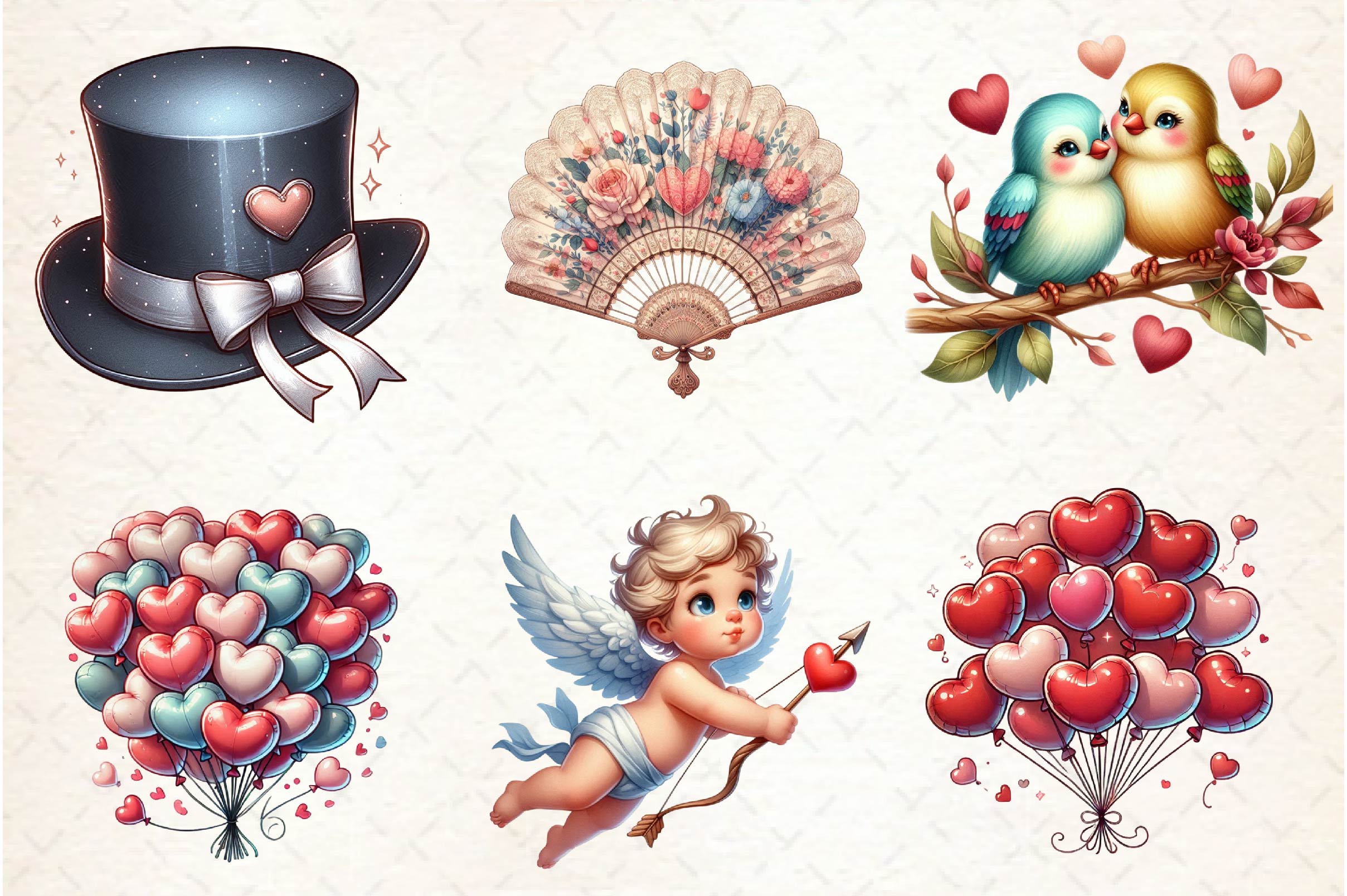Vintage Valentine Clipart Bundle