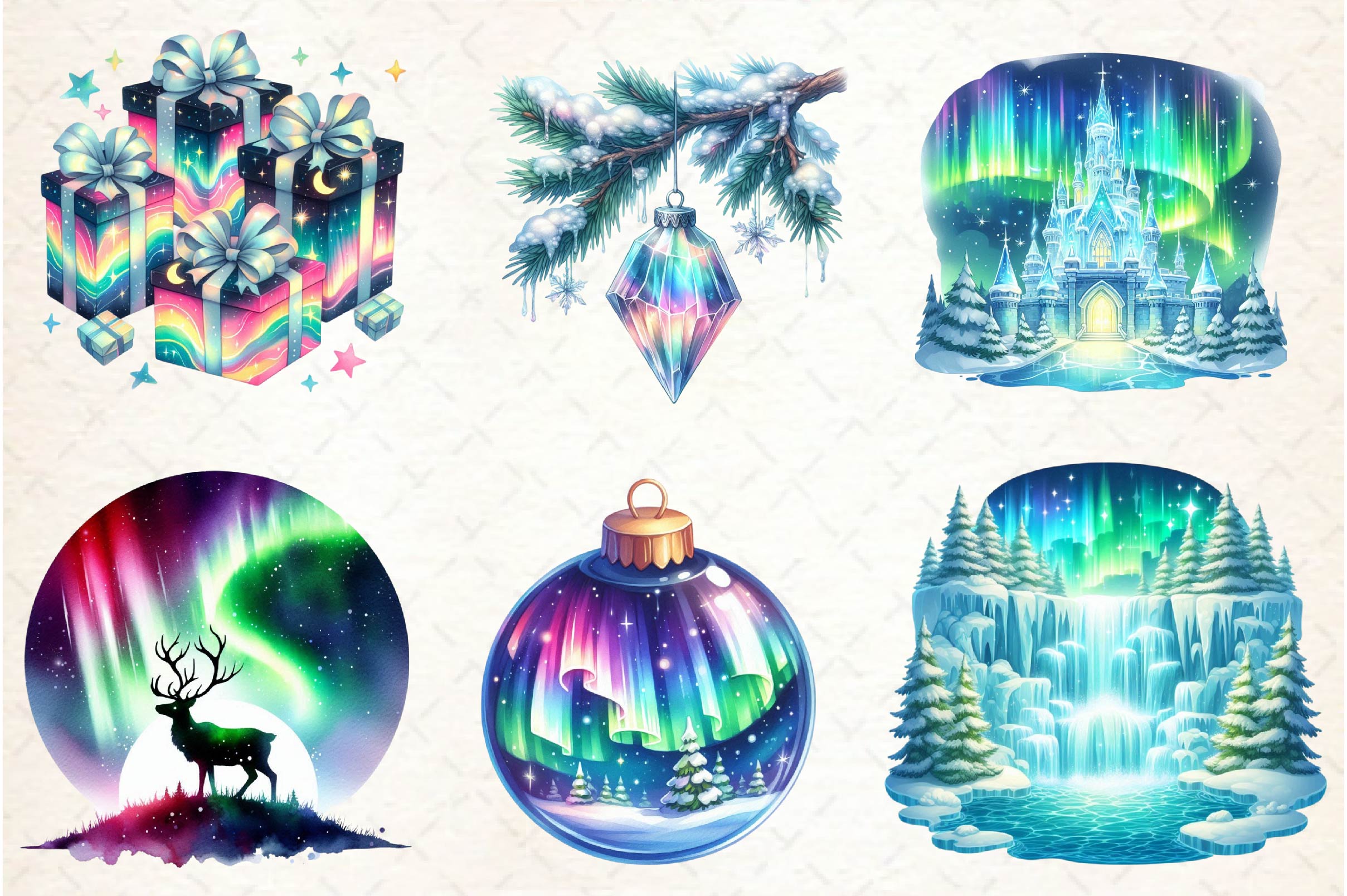 Polar Lights Winter Clipart Bundle
