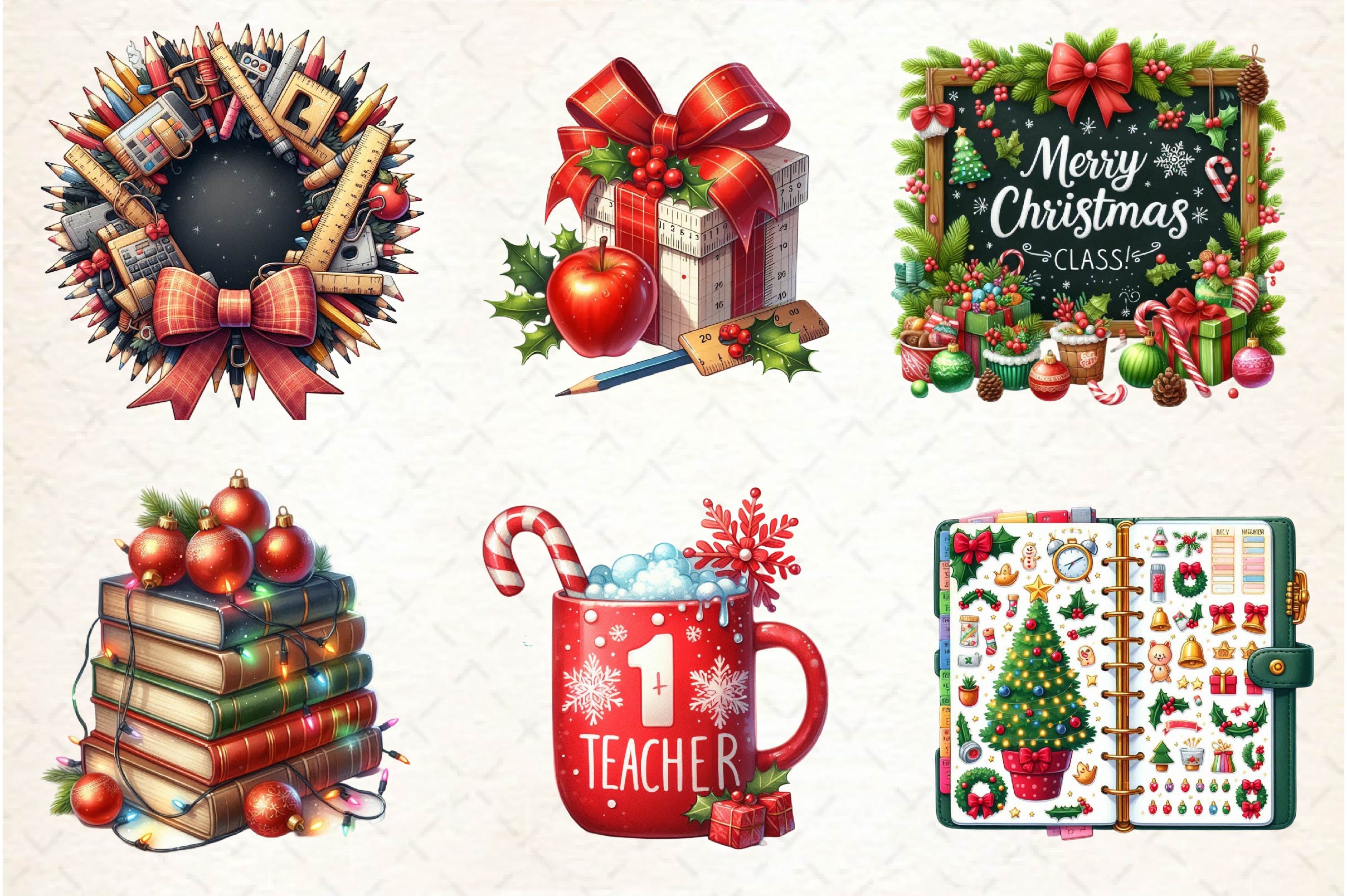 Christmas School Teacher Clipart Bundle