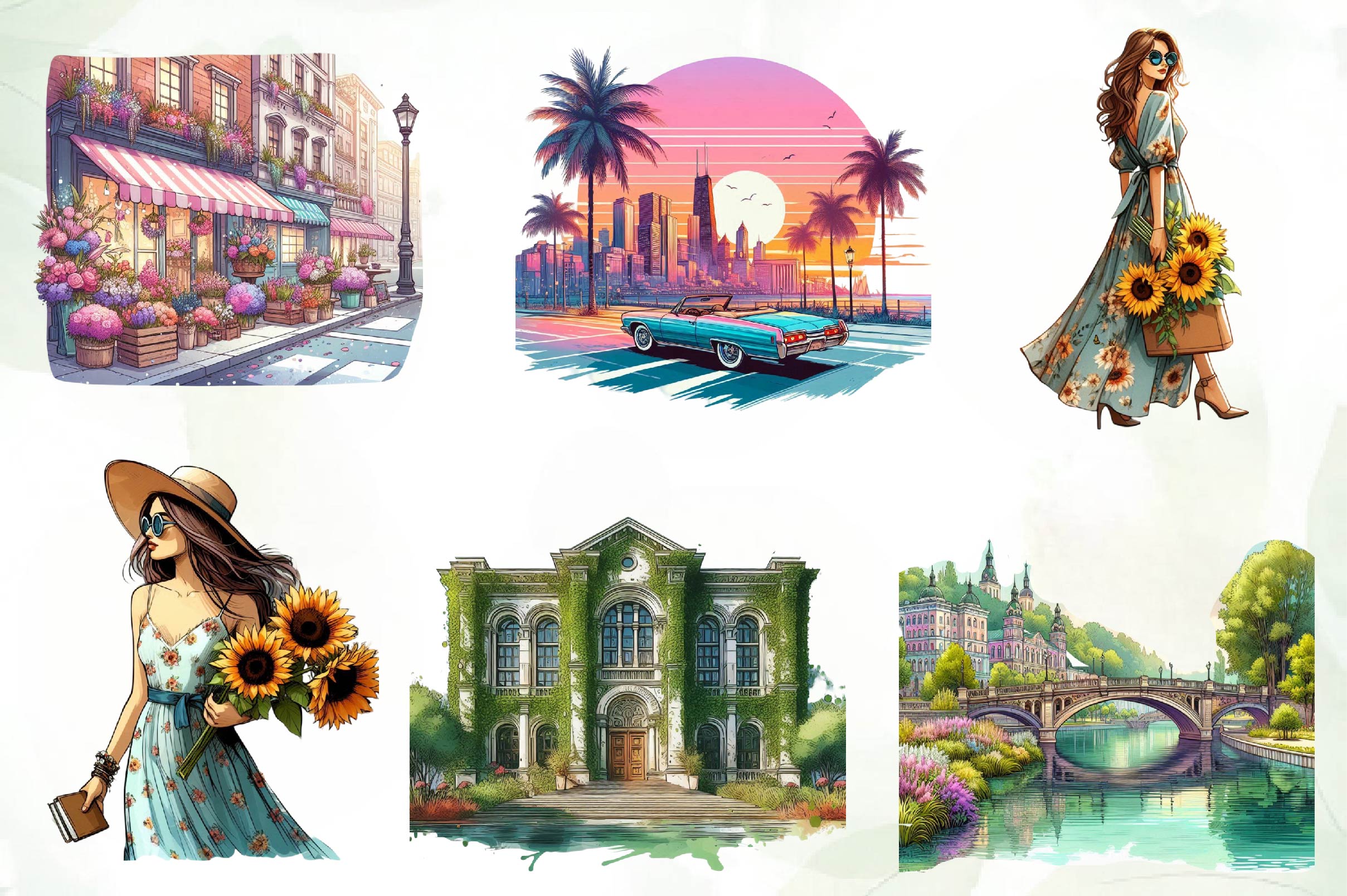 Summer City Clipart Bundle
