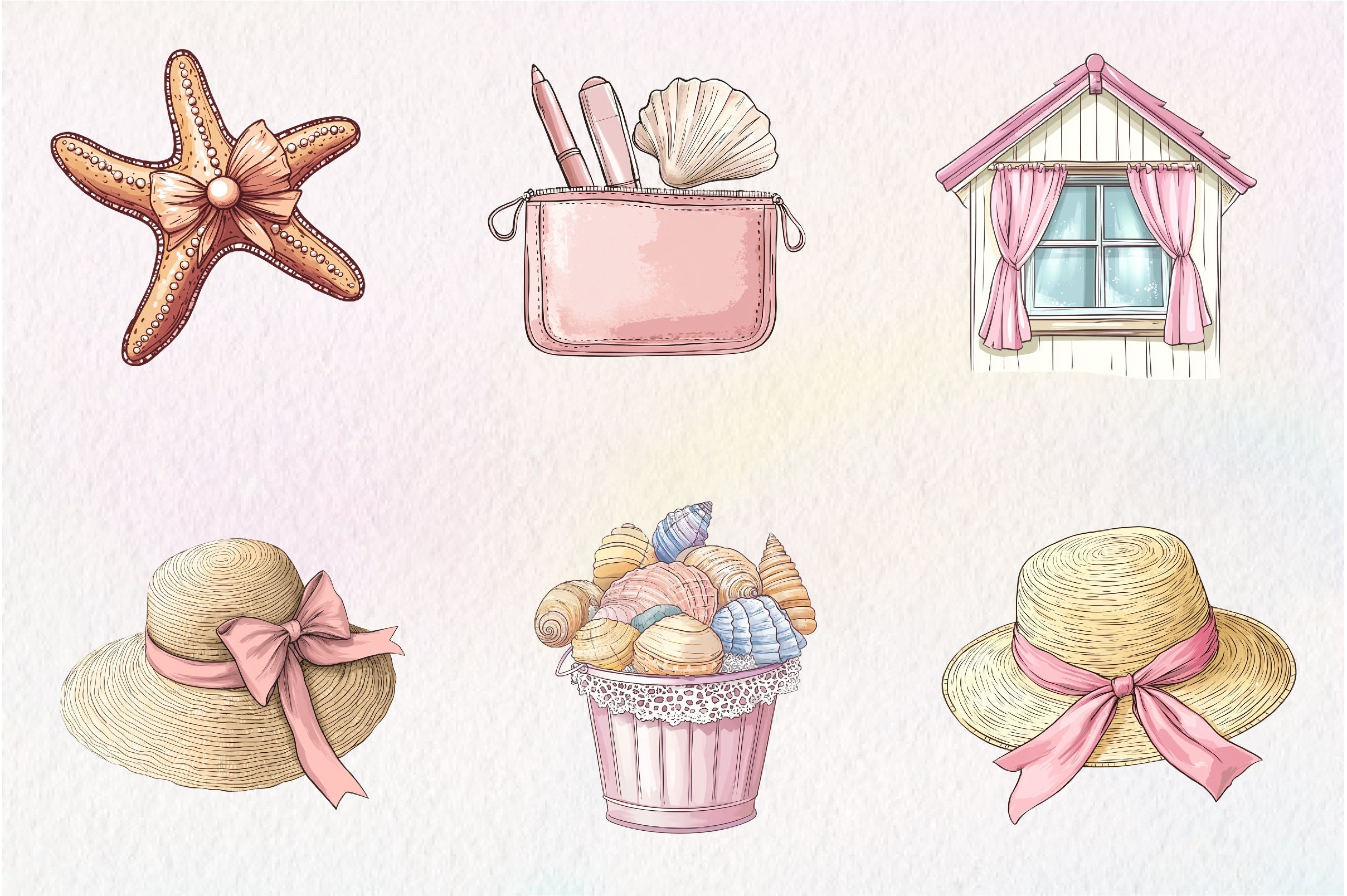 Coquette Coastal Clipart Bundle