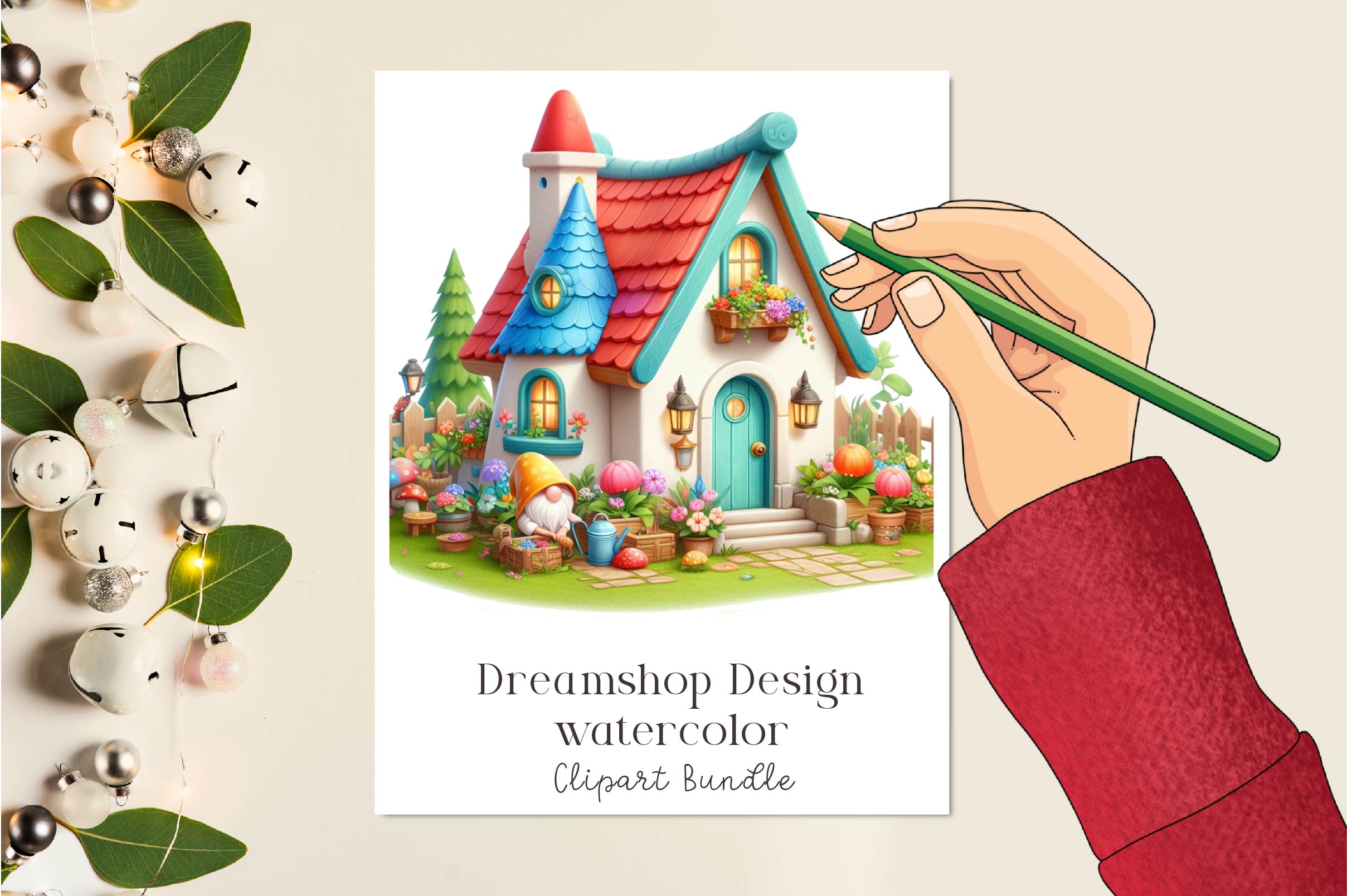 Garden Gnome House Clipart Bundle