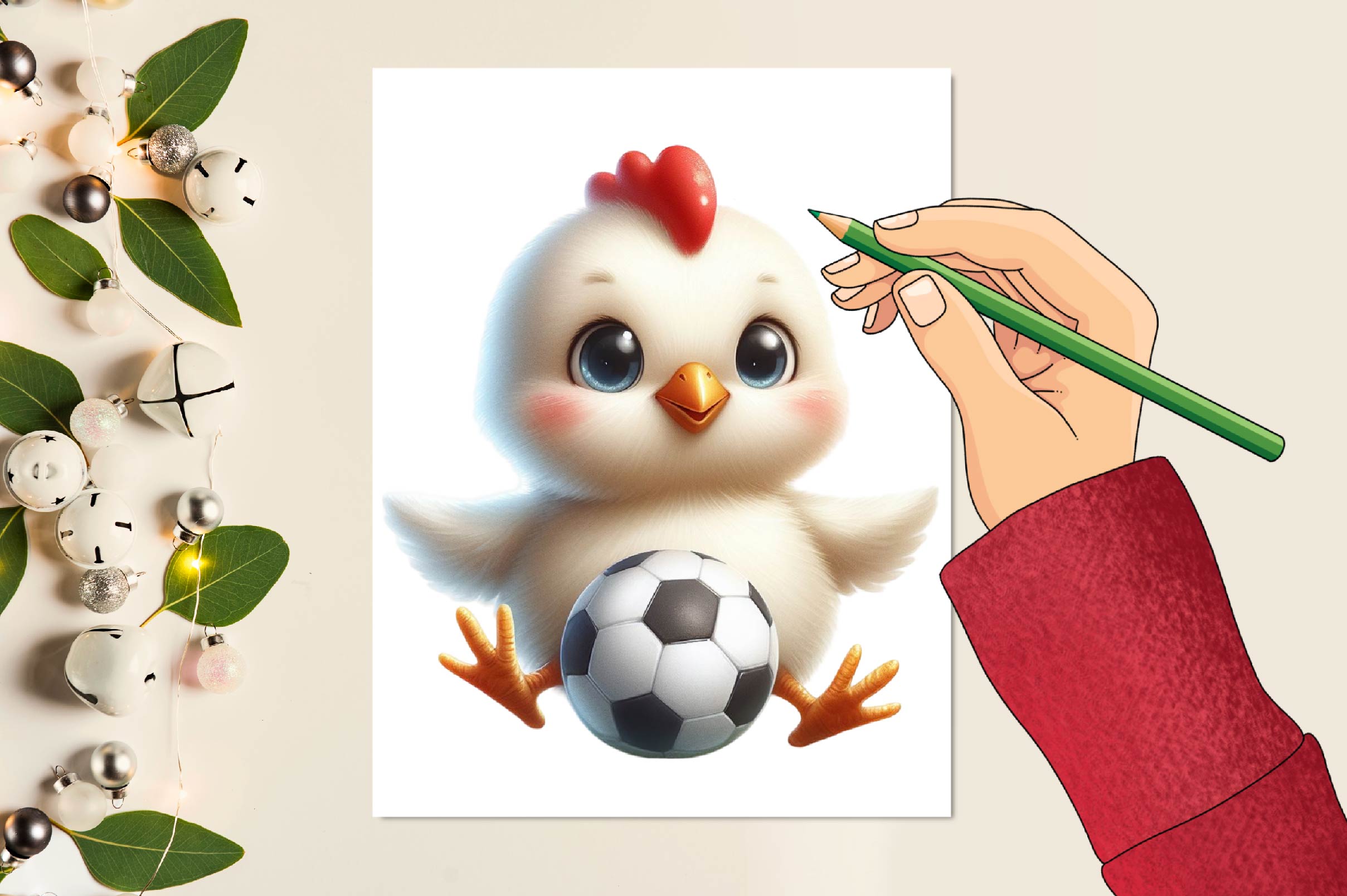 Chicken Playing Football Clipart Bundle