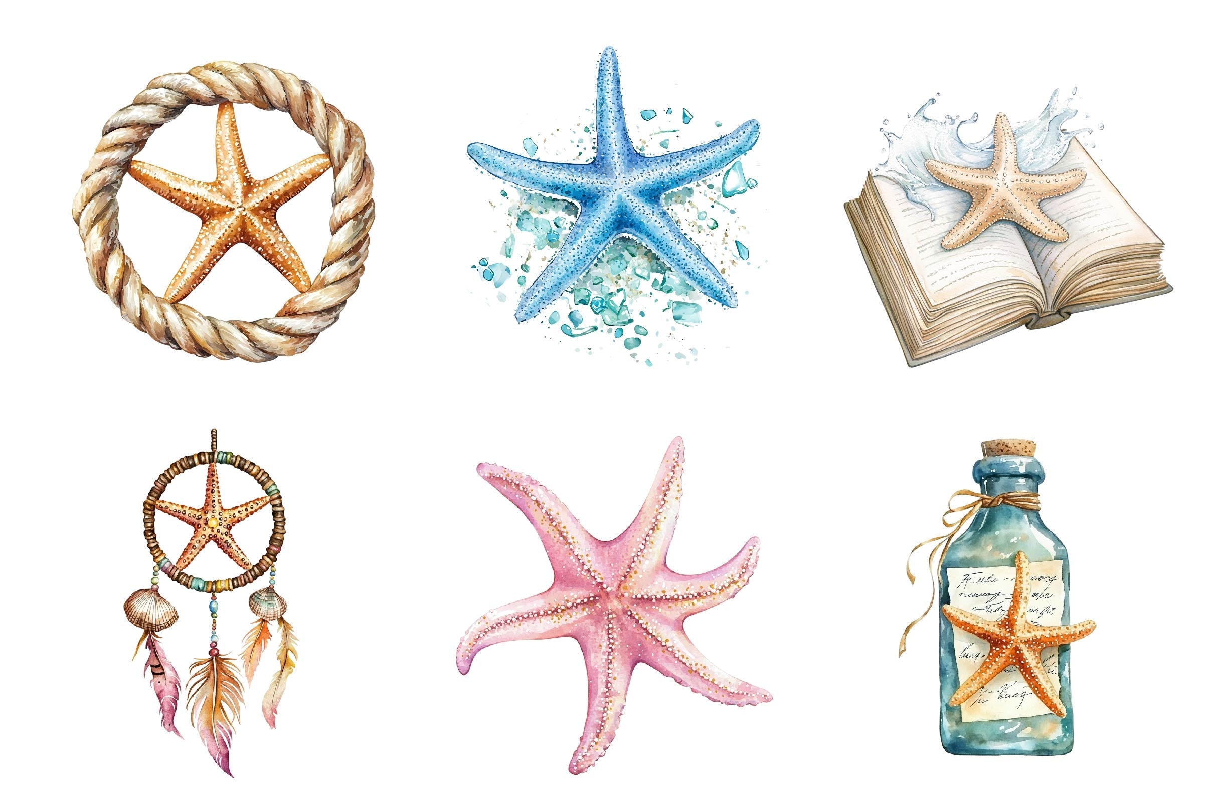 Summer Starfish Clipart Bundle