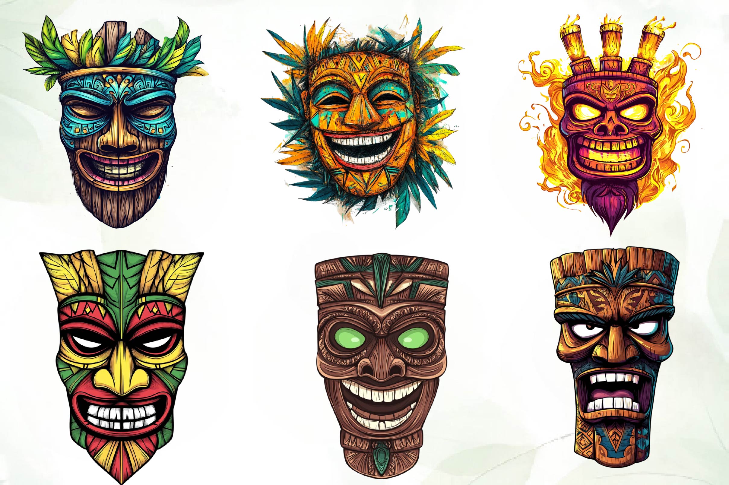 Festival Tiki Mask Clipart Bundle
