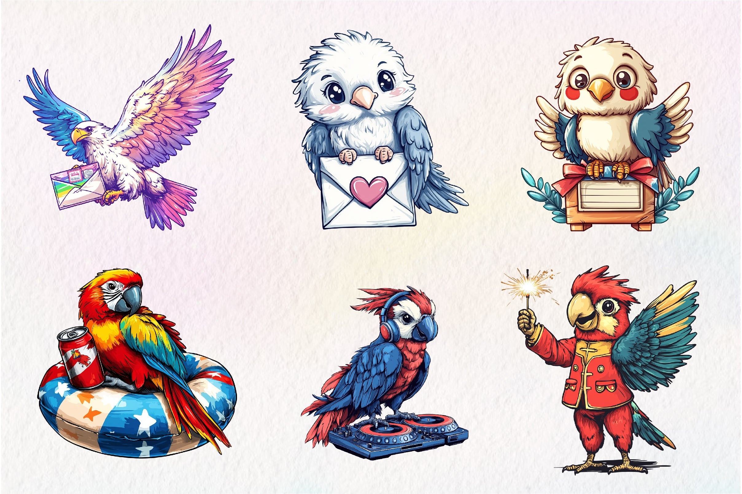 Patriotic Eagle Postage Stamp Clipart Bundle