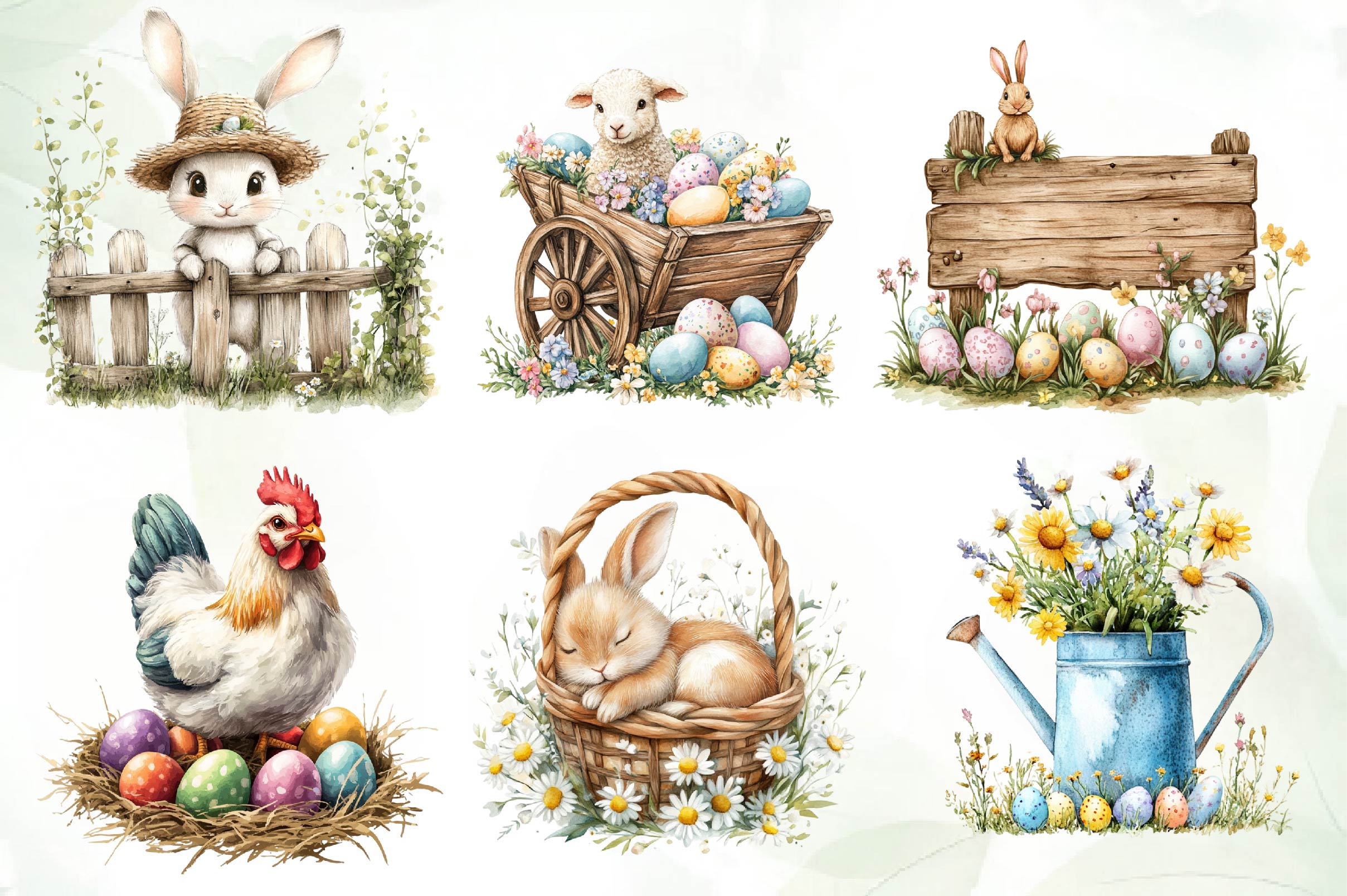 Country Farmhouse Easter Clipart Bundle