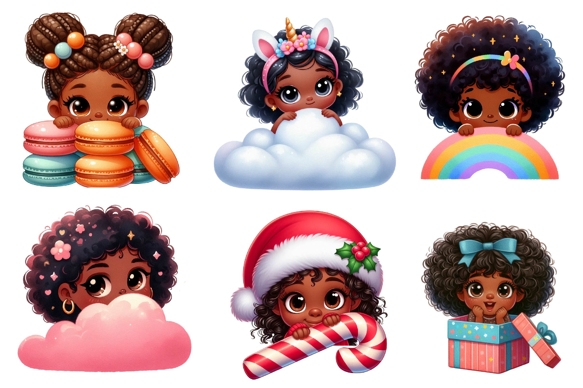 Peeking Black Girls Clipart Bundle
