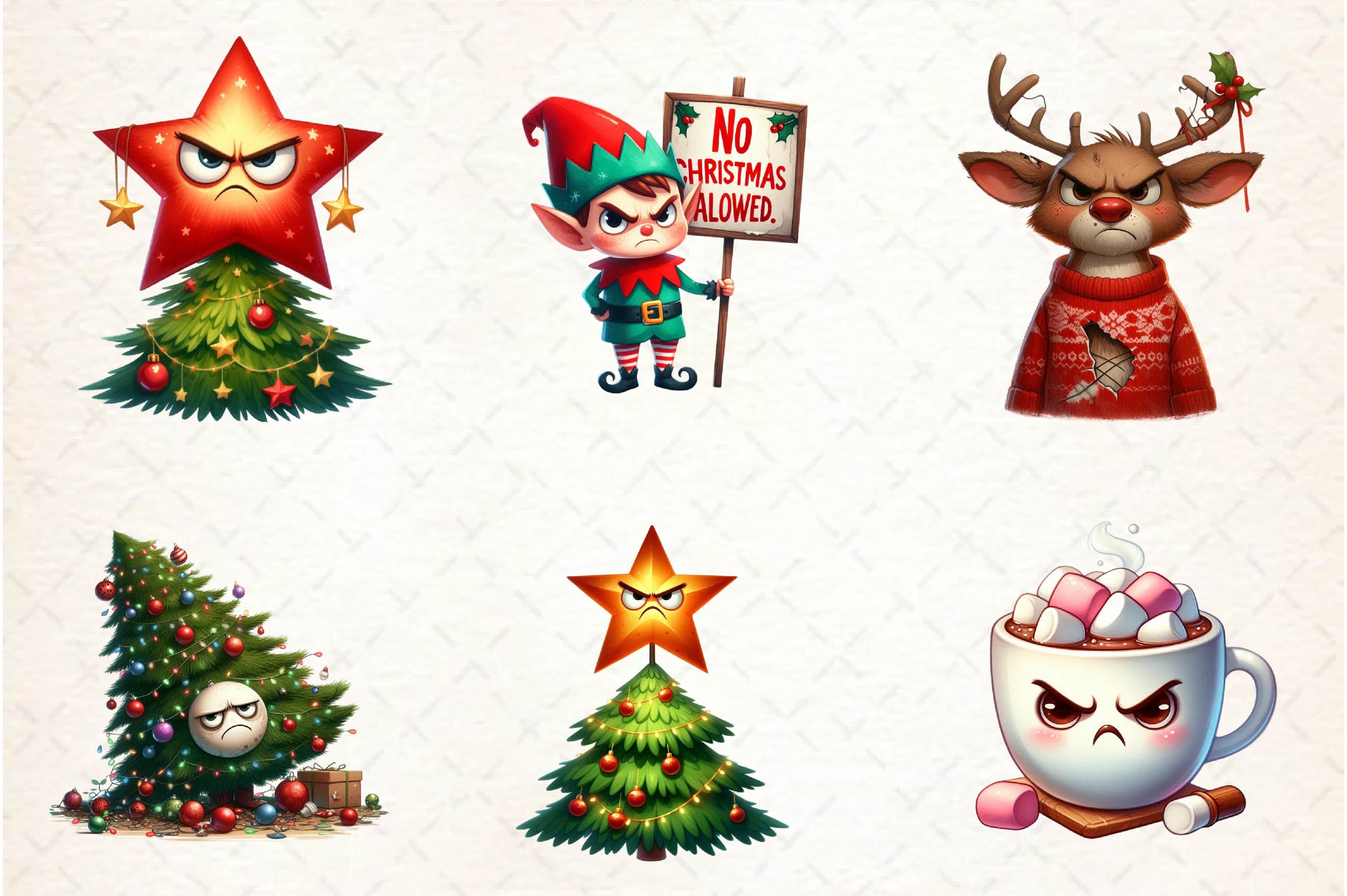 Grumpy Christmas Clipart Bundle