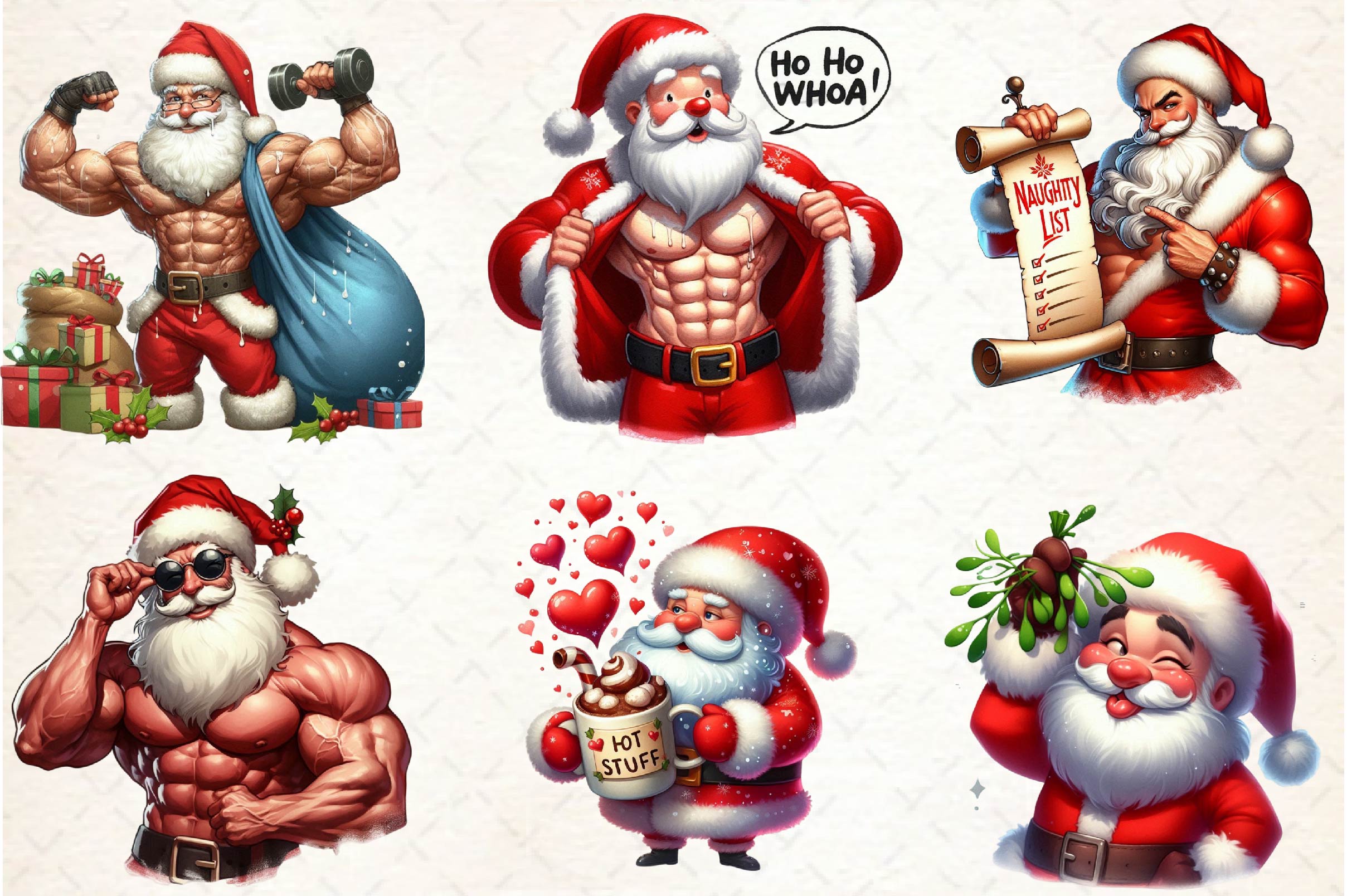 Funny Santa Claus Christmas Clipart Bundle 1