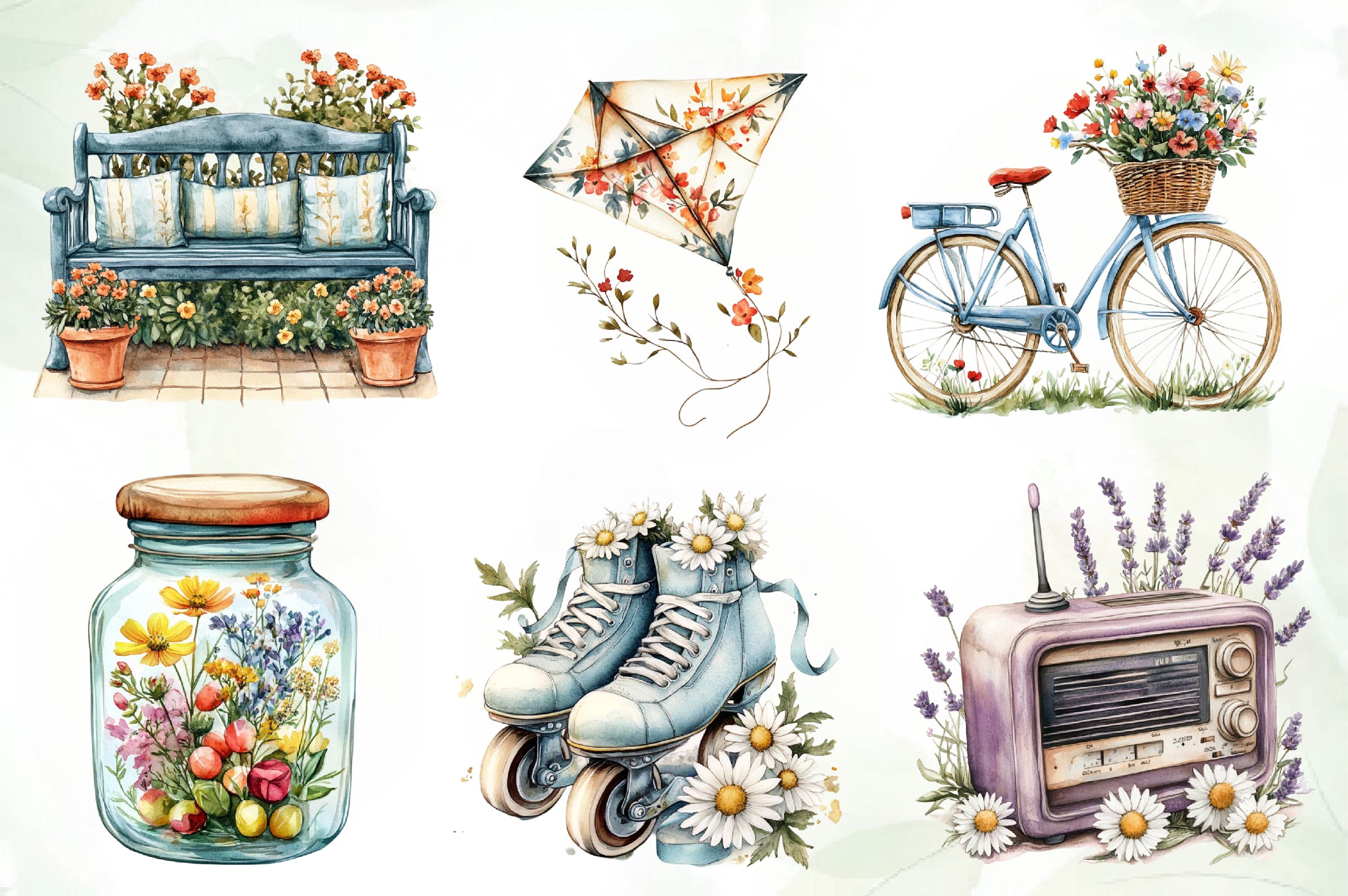 Retro Spring Clipart Bundle